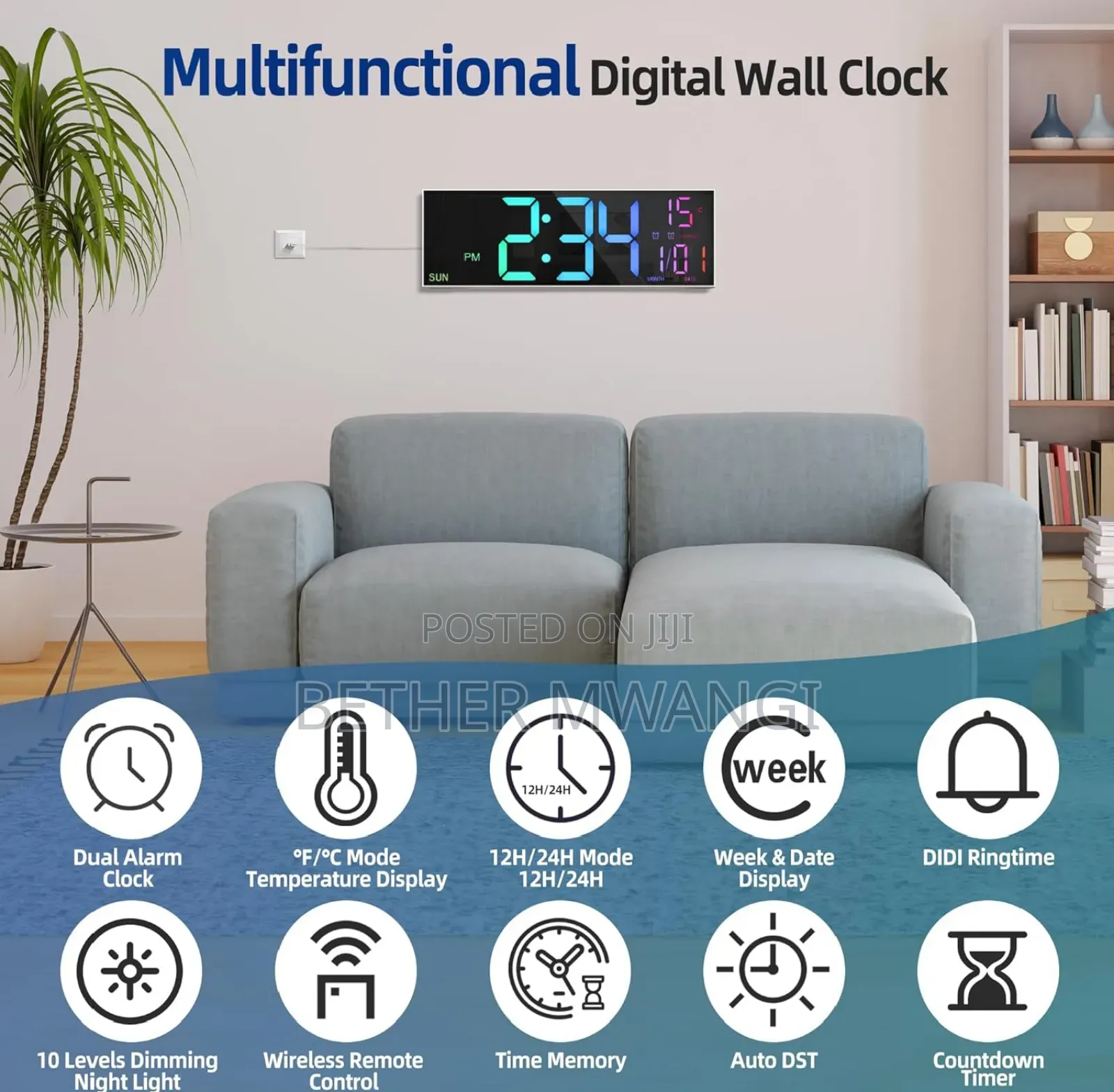 Large Digital Wall Clock With Remote Control in Kenya