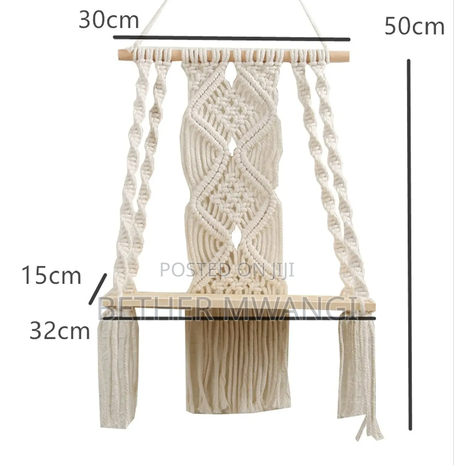 Macrame Wall Hanging Wooden Shelf in Kenya