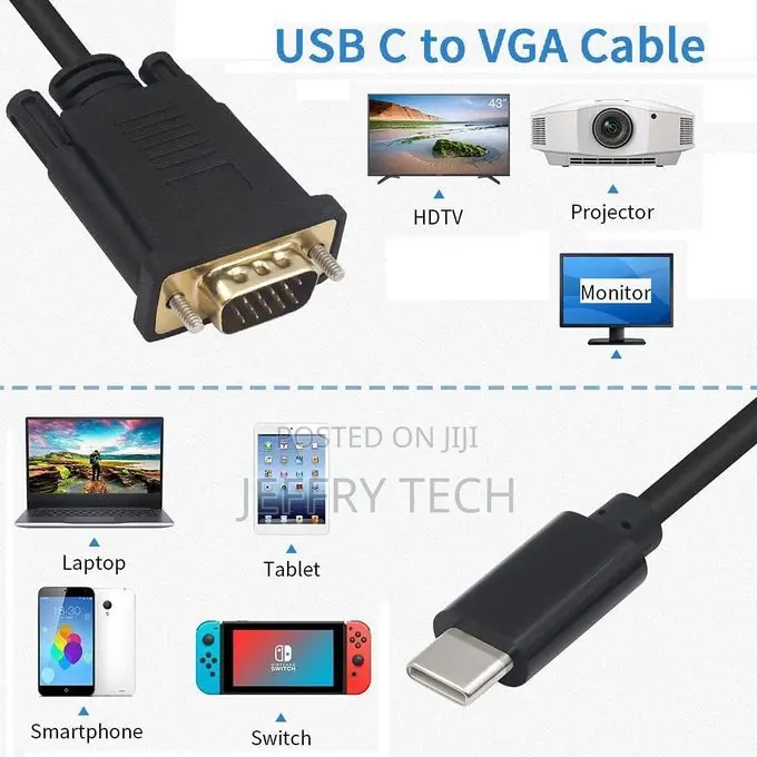 Usb 3.1 Type C to Vga Male Cable 1.50m, Usb-C to Vga Adapter