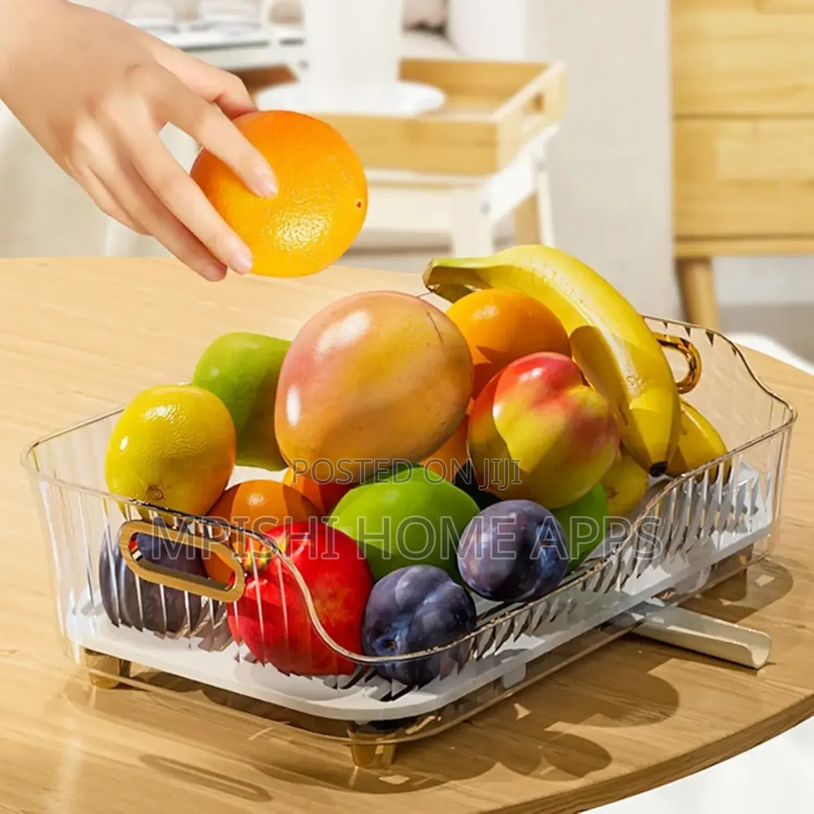 Acrylic Self Draining Dish Rack (Clear And Greenish)