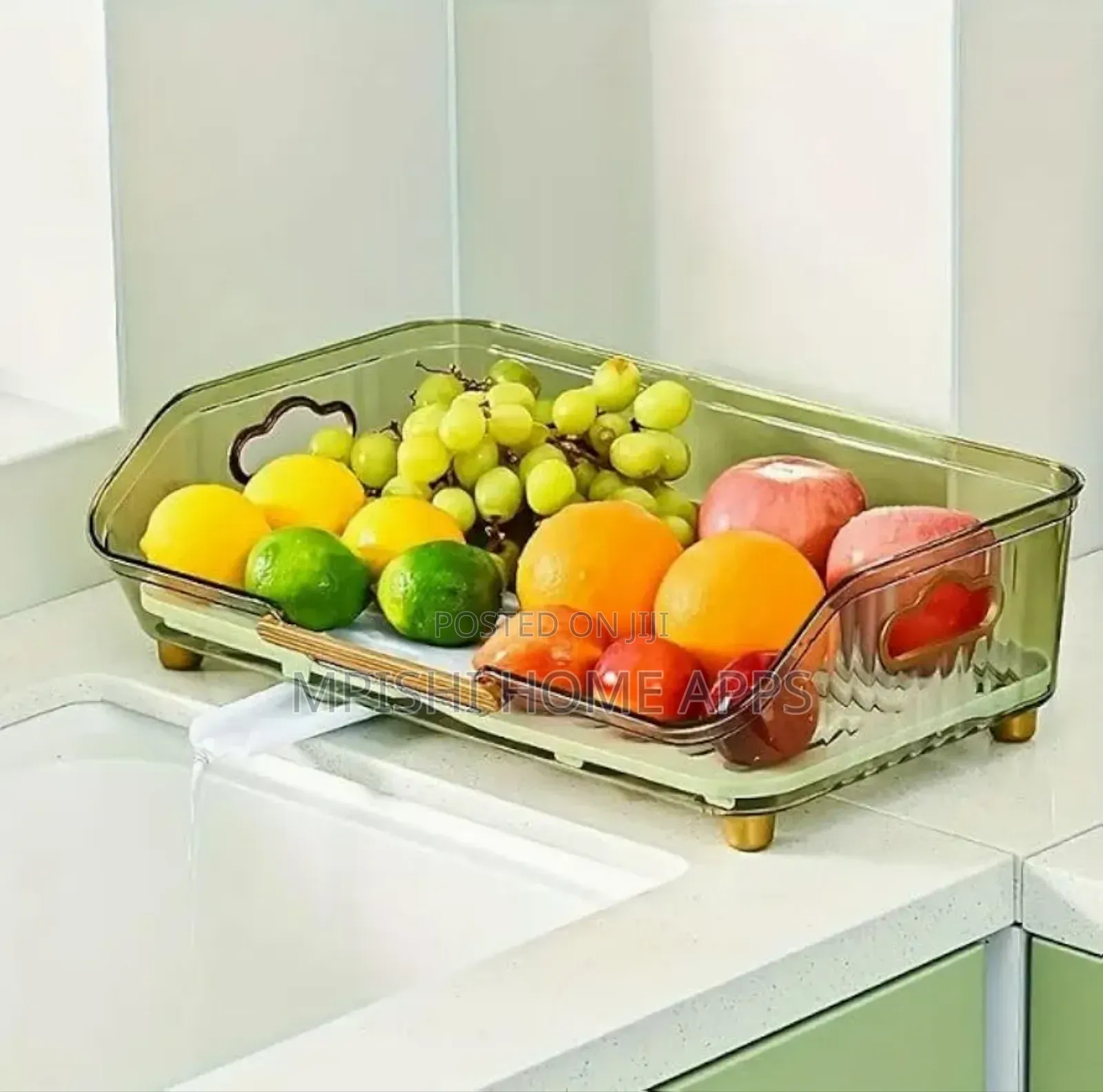 Acrylic Self Draining Dish Rack (Clear And Greenish)