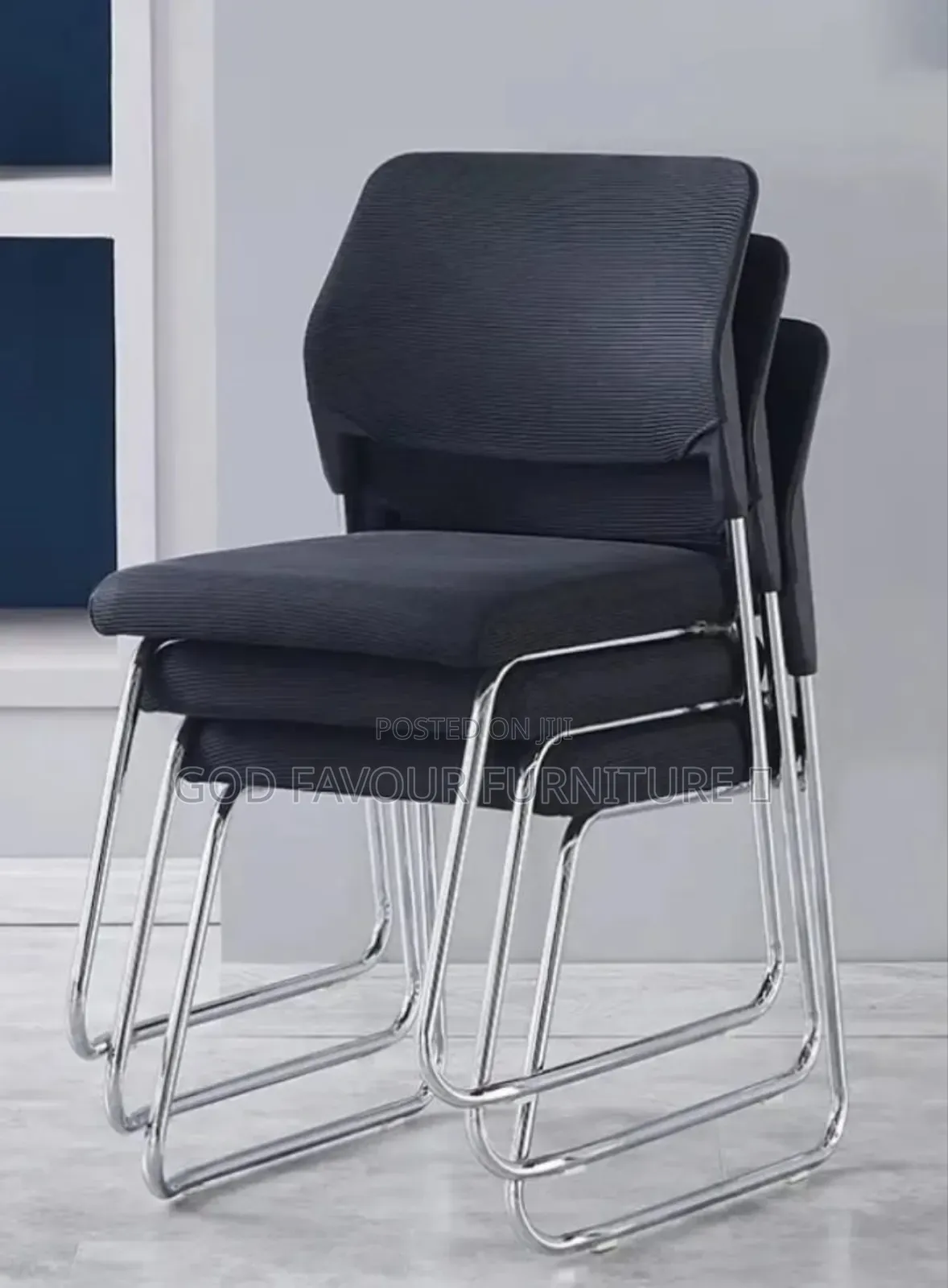 Black Armless Office Chair/Waiting Chair Pj8bh