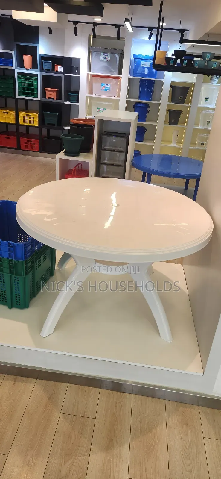 Milky Round Table Plastic Table Extra Large