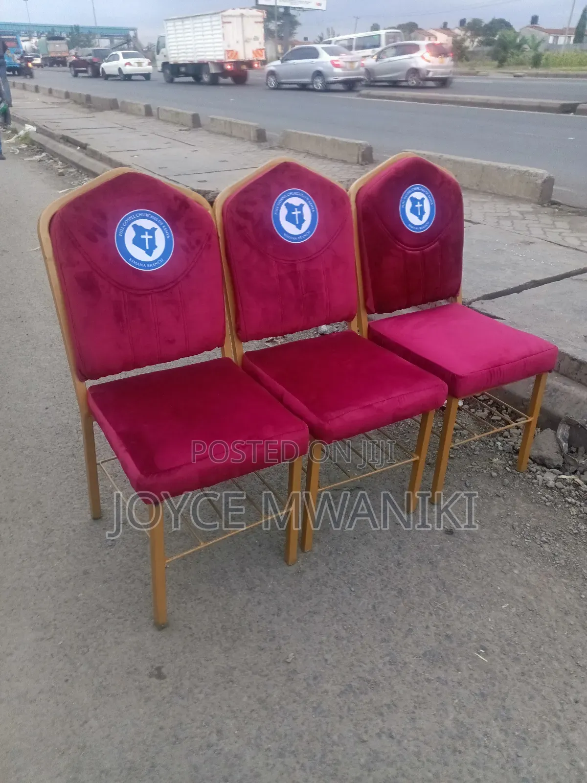 Hot Red Church Seats, With Logo 