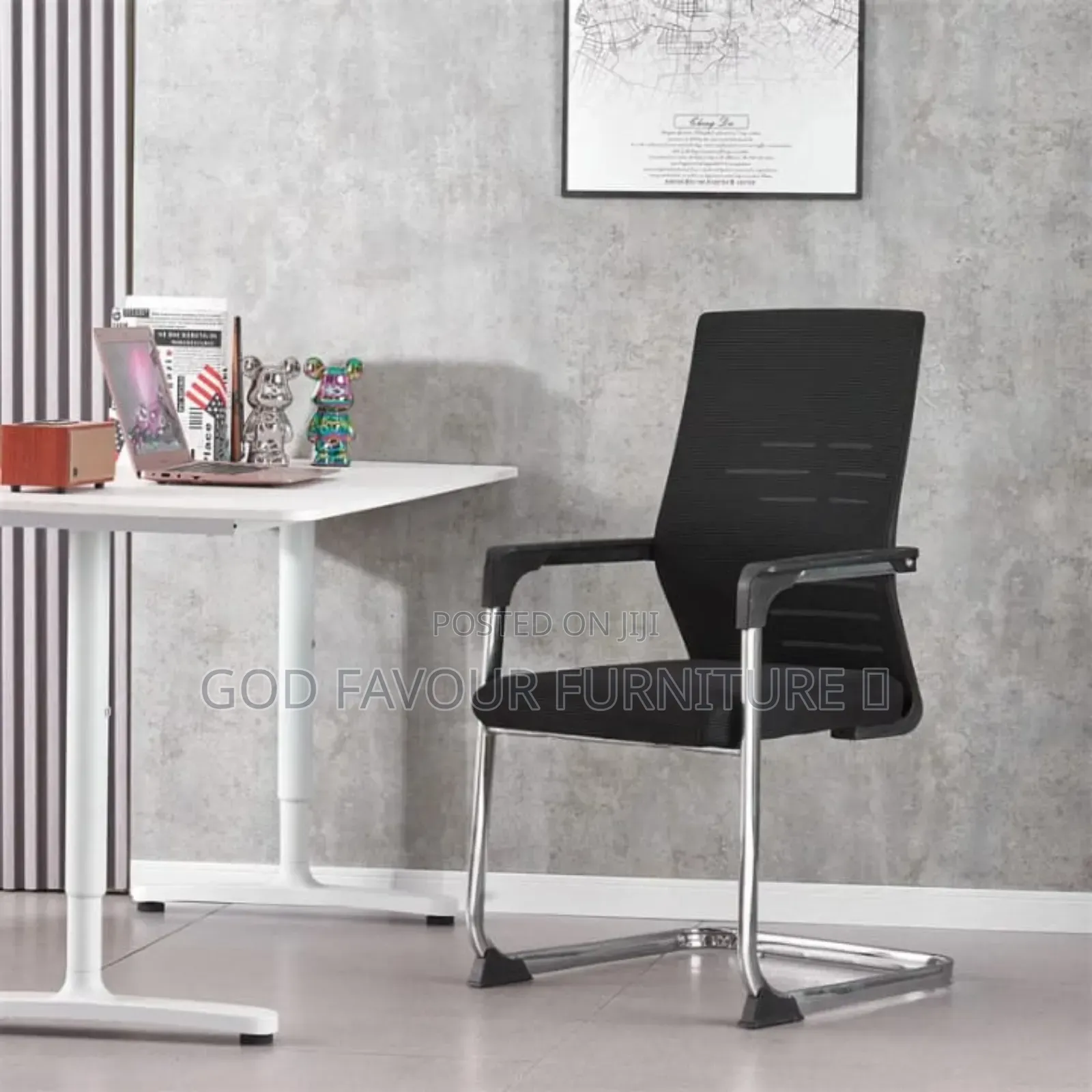 Unique Vintage Black Office Chair/Waiting Chair Vhj9