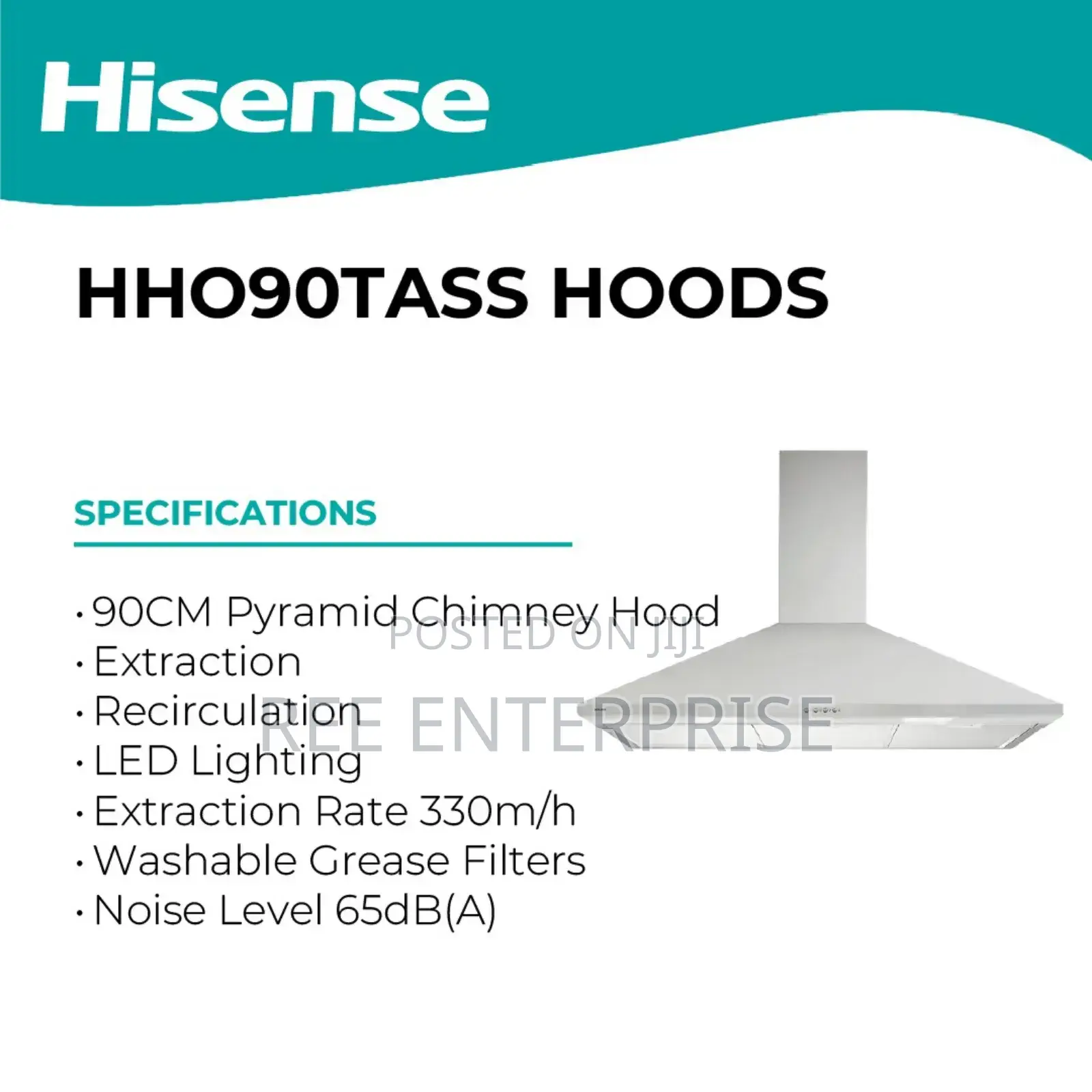 *Hisense Cooker Hood Pyramid Chimney 60cmx90cm