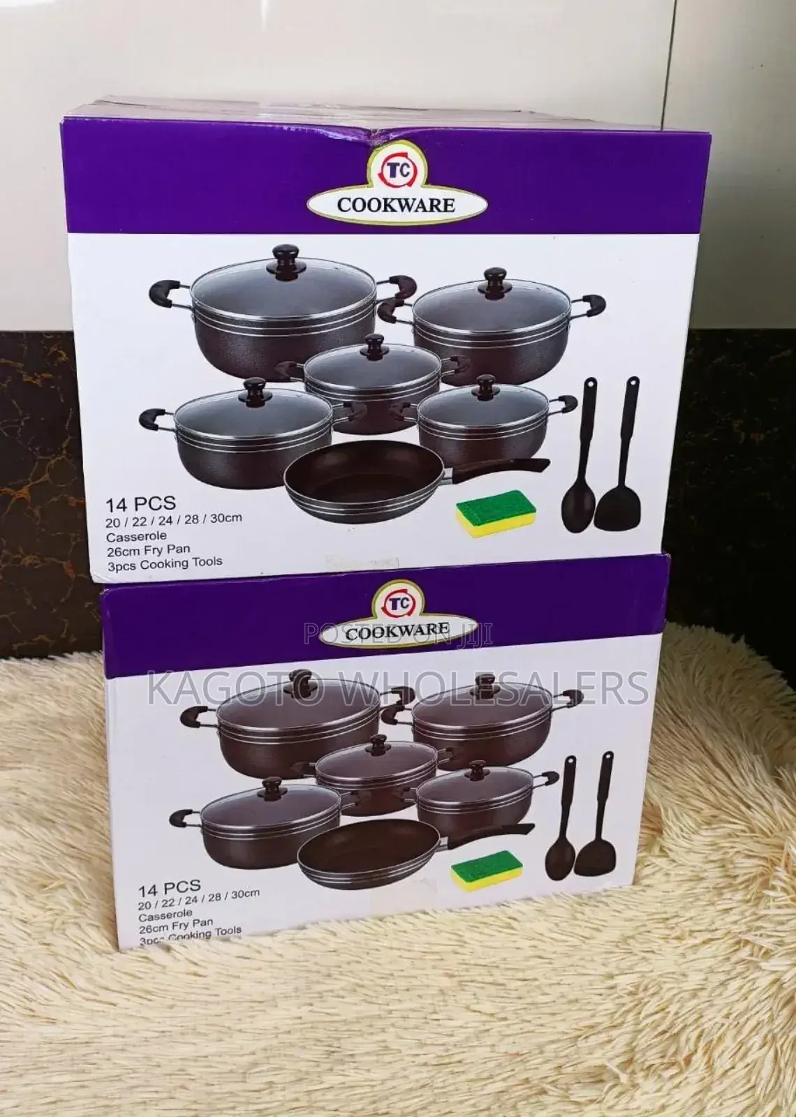 Tc 14 Pieces Non-Stick Black Coated Cooking Pots