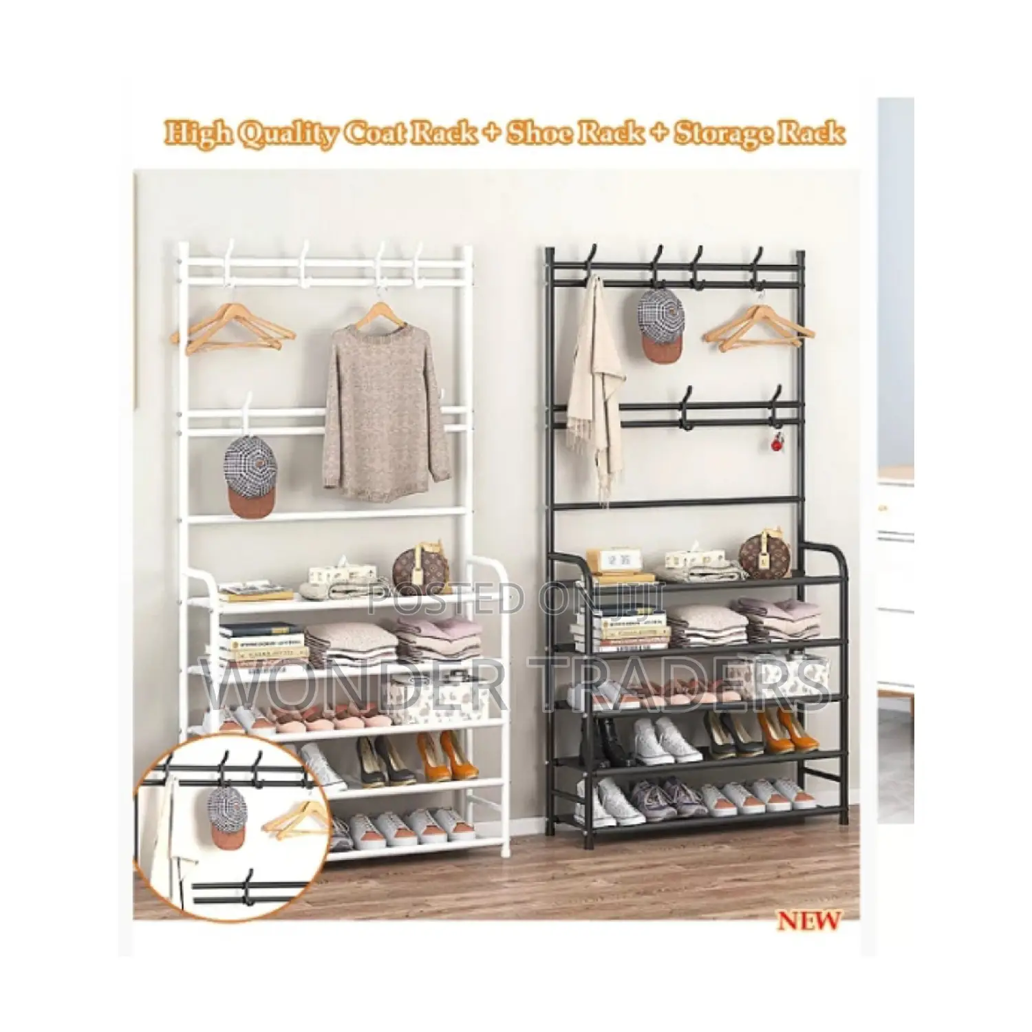 Metallic 5 Layer Shoe Rack Organizer 60cmx26cmx170cm