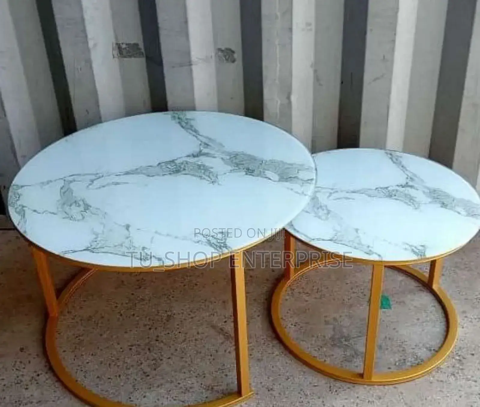 Marble Nesting Coffee Table (Glass Effect) White
