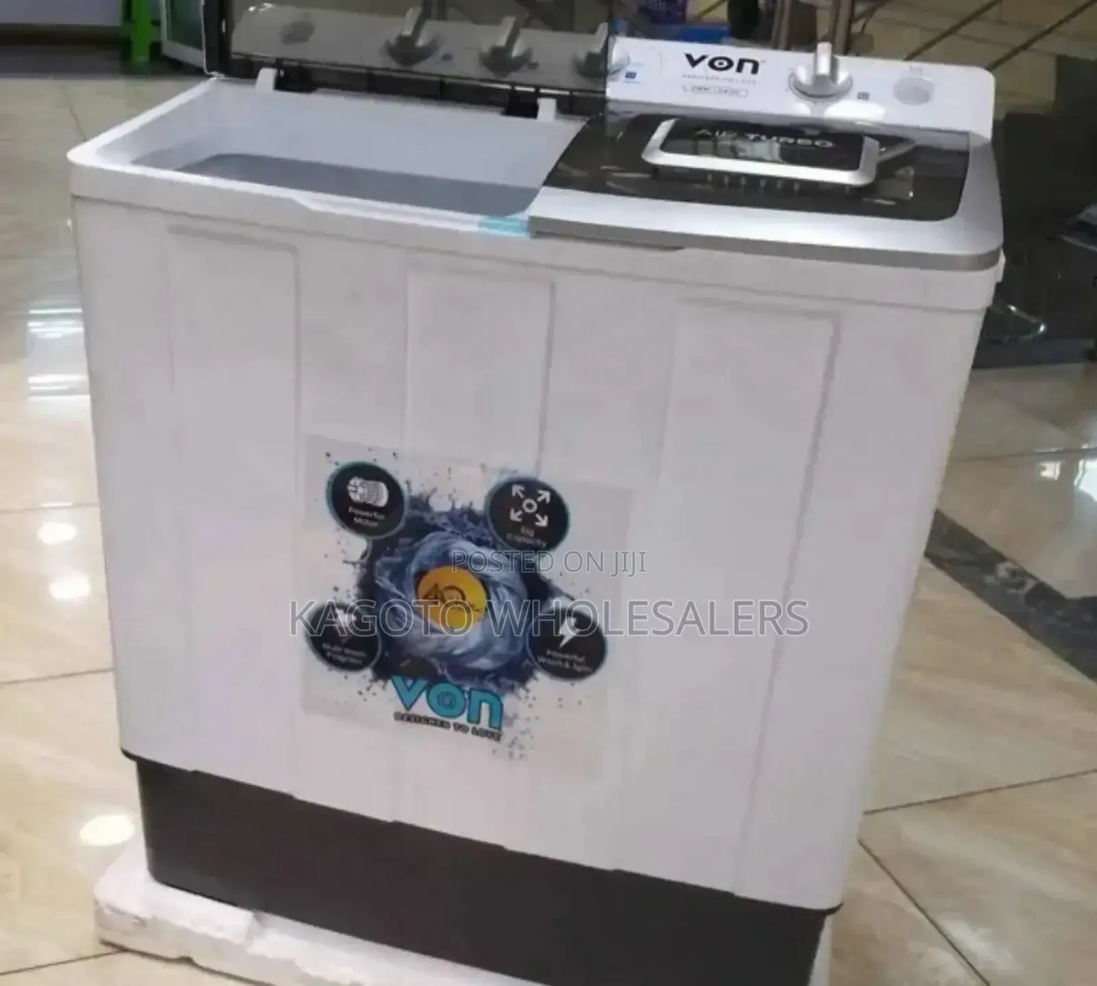 Von 10kgs Semi Automatic Two Tubs Washing Machine Vn10kg