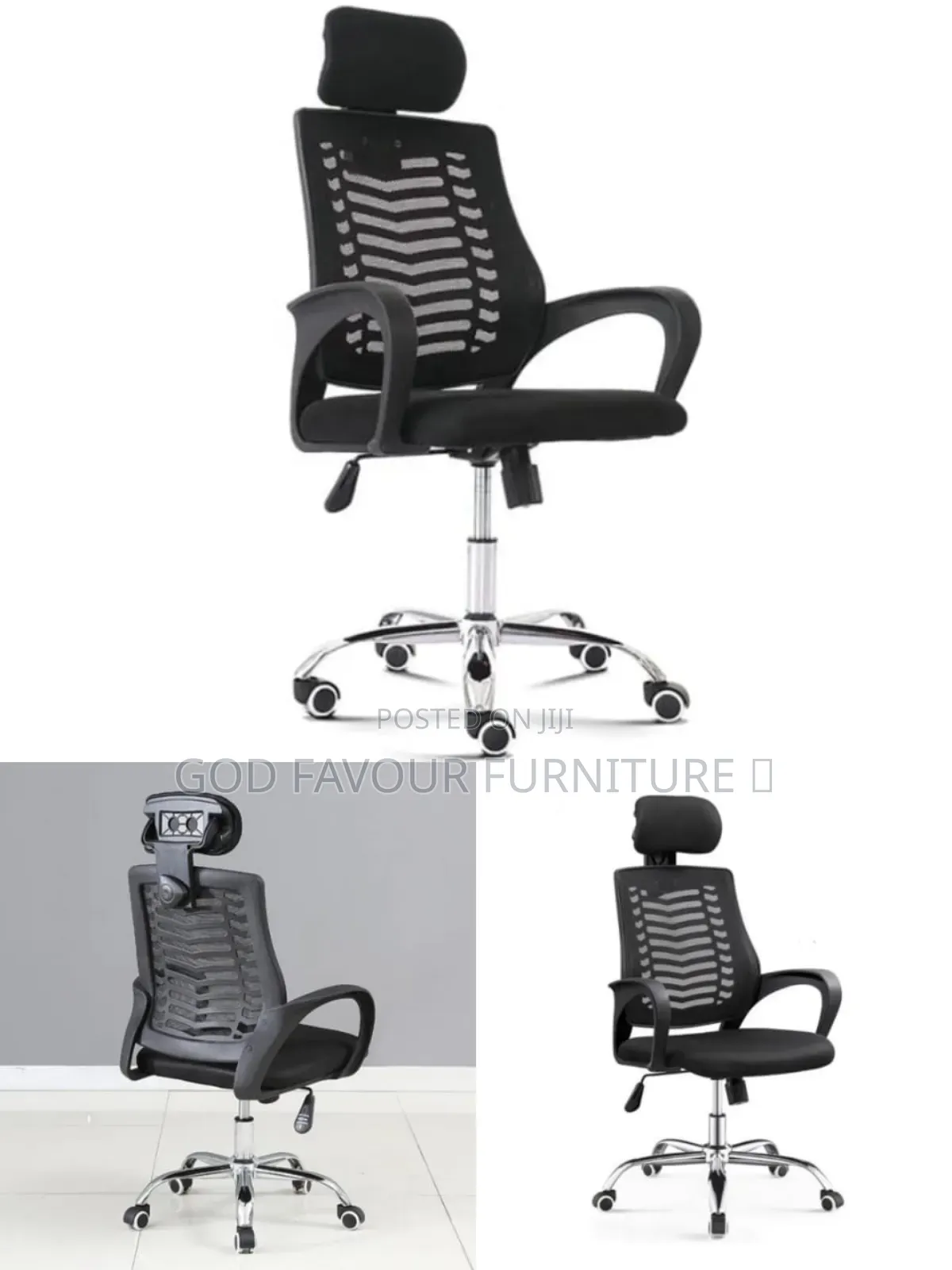 Modern Headrest Swivel Black Office Chair Vgfx4
