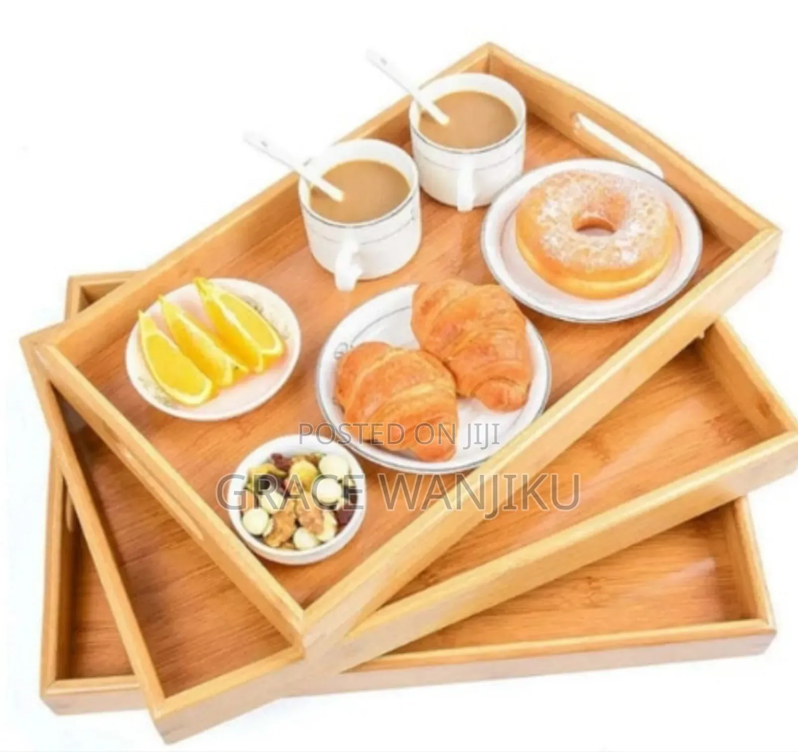 3pc Wooden Trays
