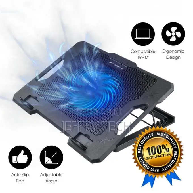 Capsys Laptop Cooler Height Adjustable With Fans 2 Usb 2.0