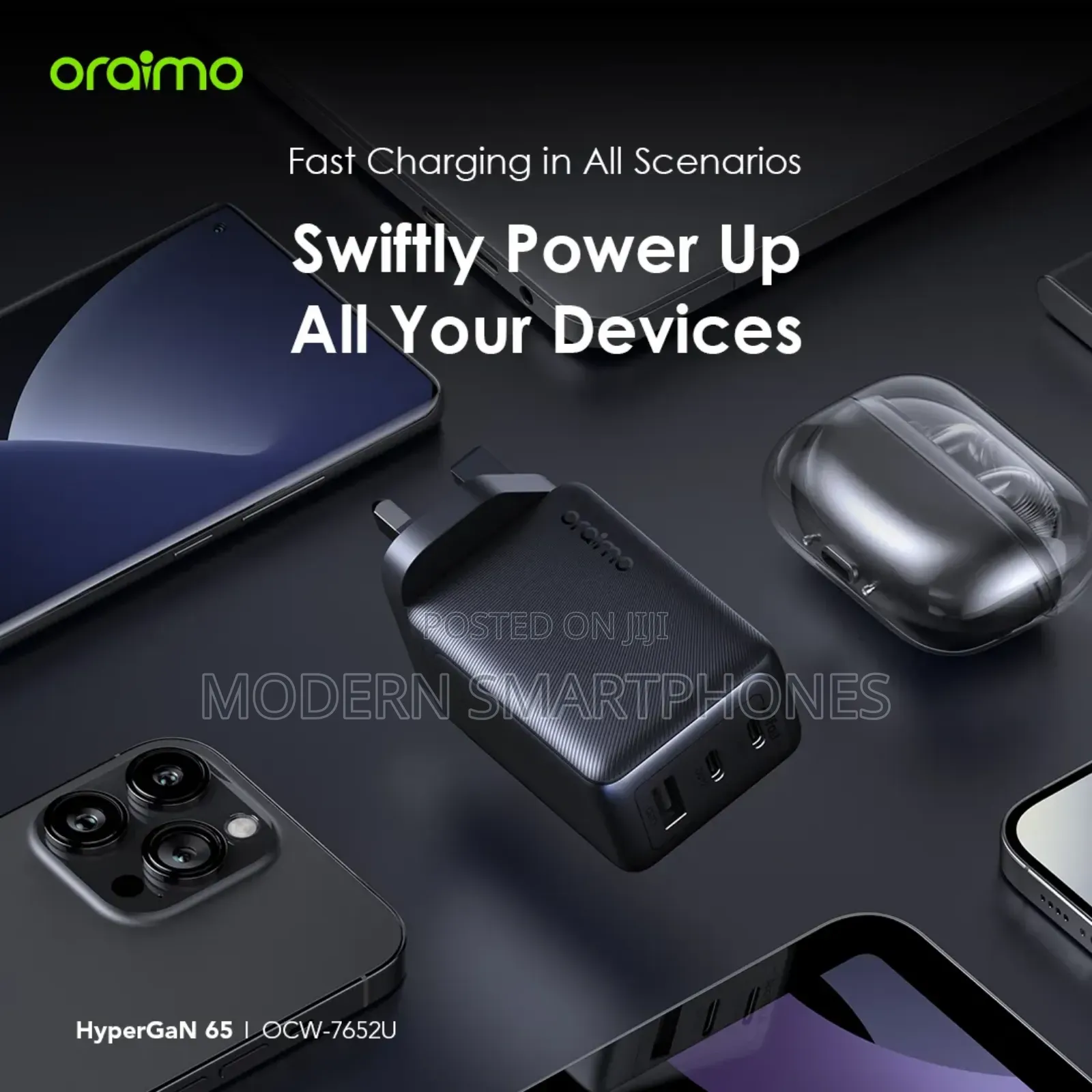 Oraimo Hypergan 65 65w Gan Wall Charger Kit With 100w