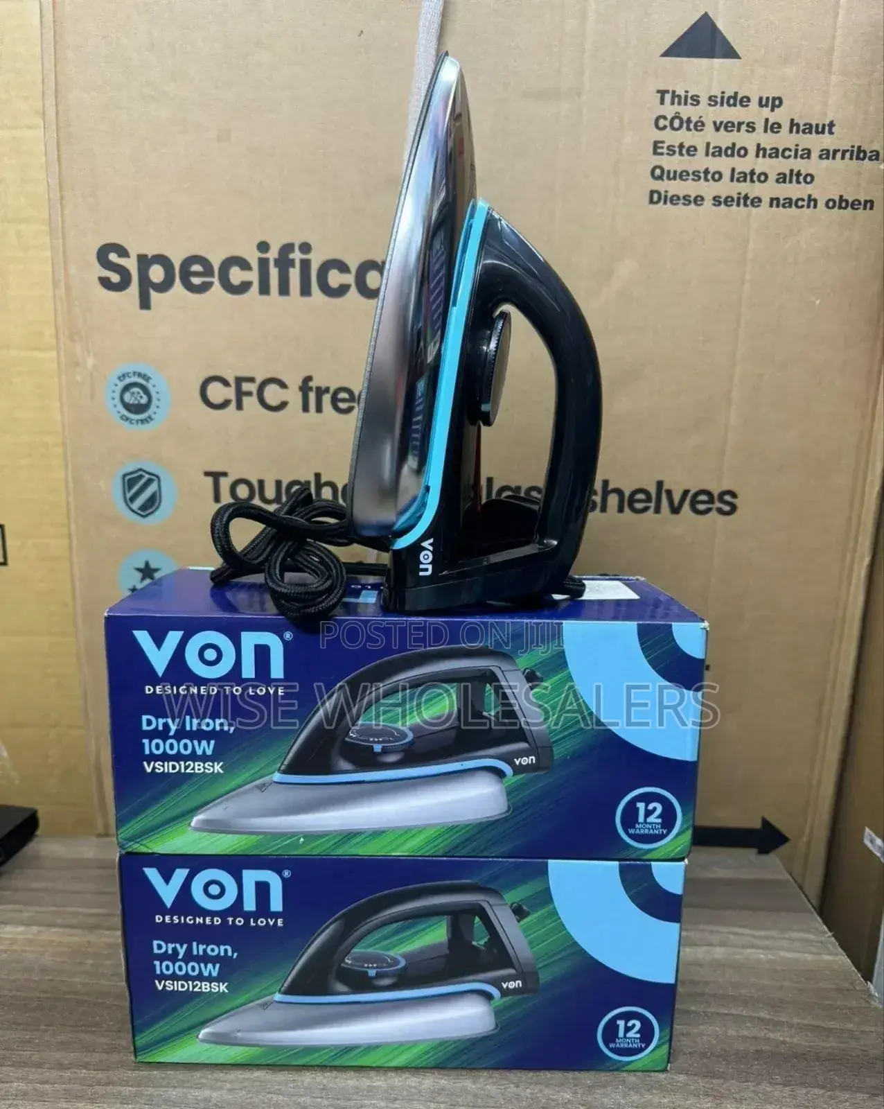 Von Dry Iron Vsid12bsk -1000w With Non Stick Soleplate