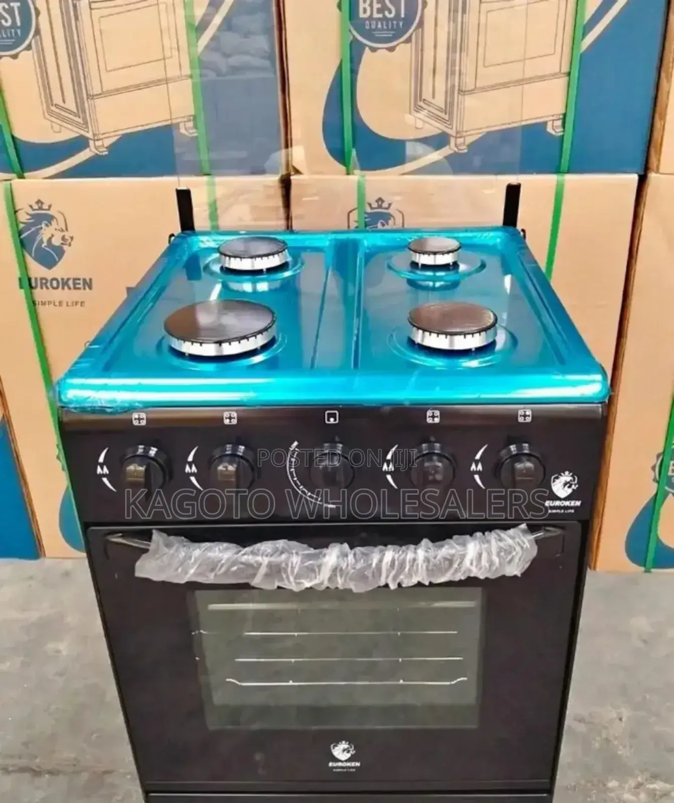 Euroken 4 Full Gas Free Standing Cooker (Black) E4