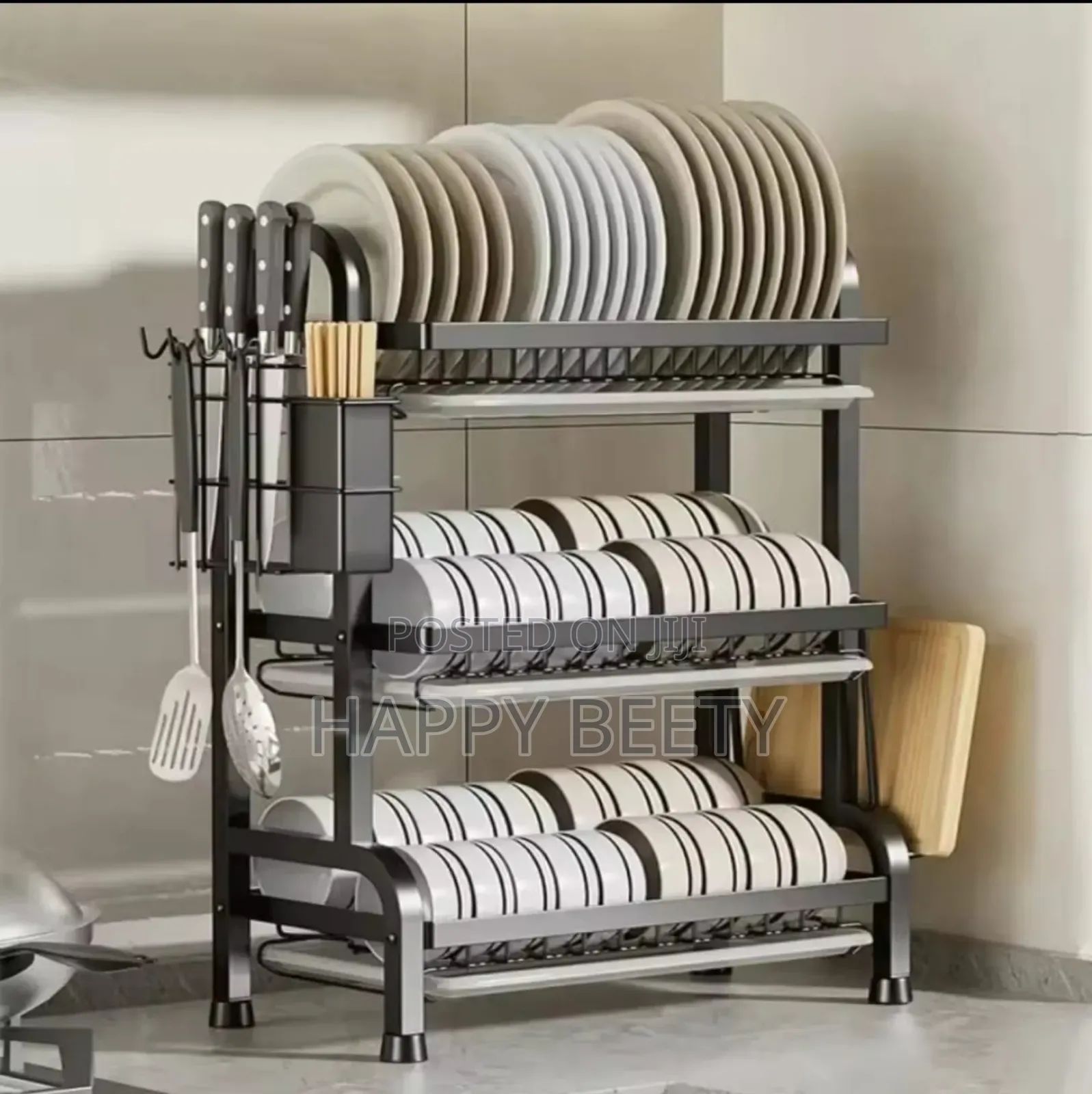 High Quality Heavy Duty 3 Tier Dish Rack With Cutlery Holde