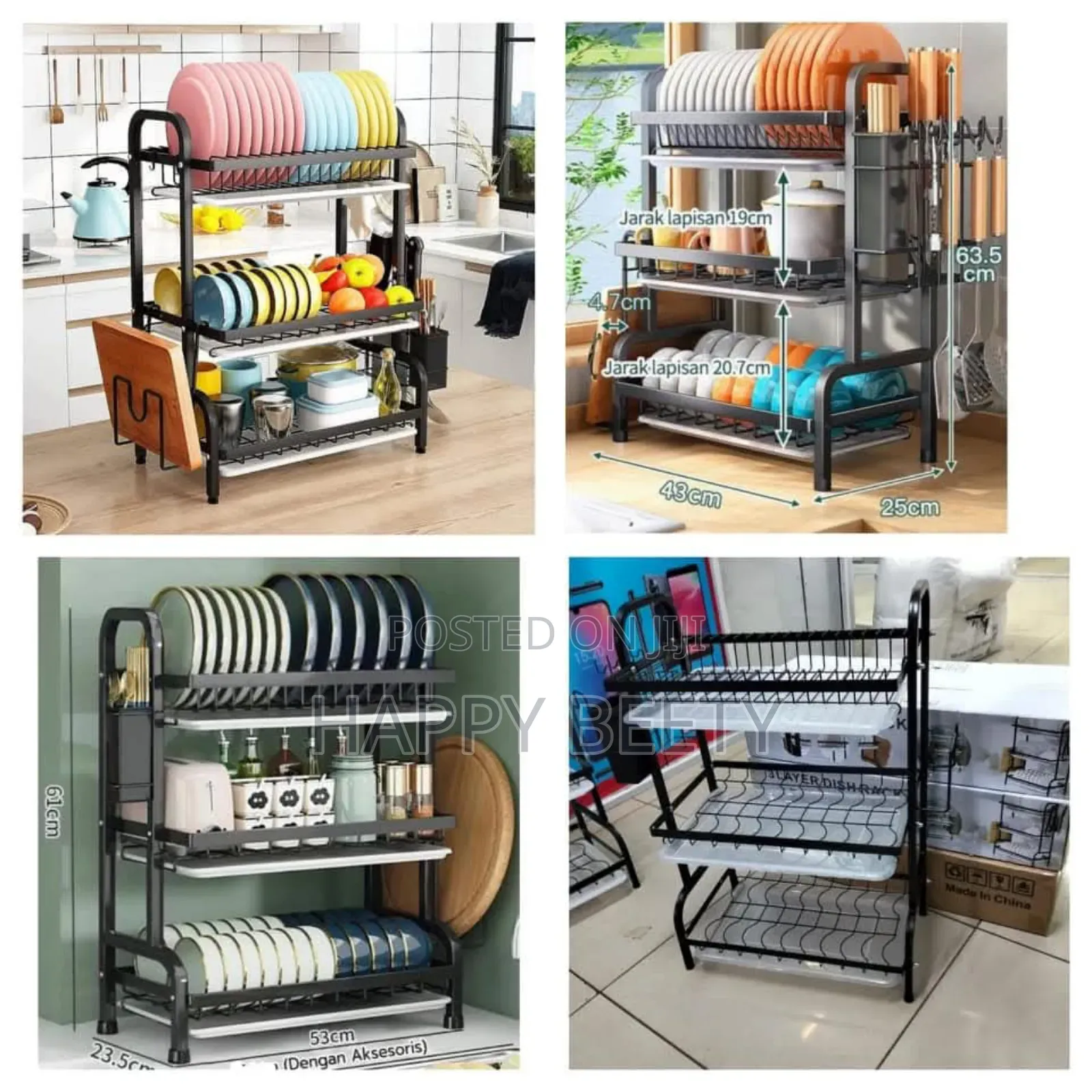 High Quality Heavy Duty 3 Tier Dish Rack With Cutlery Holde