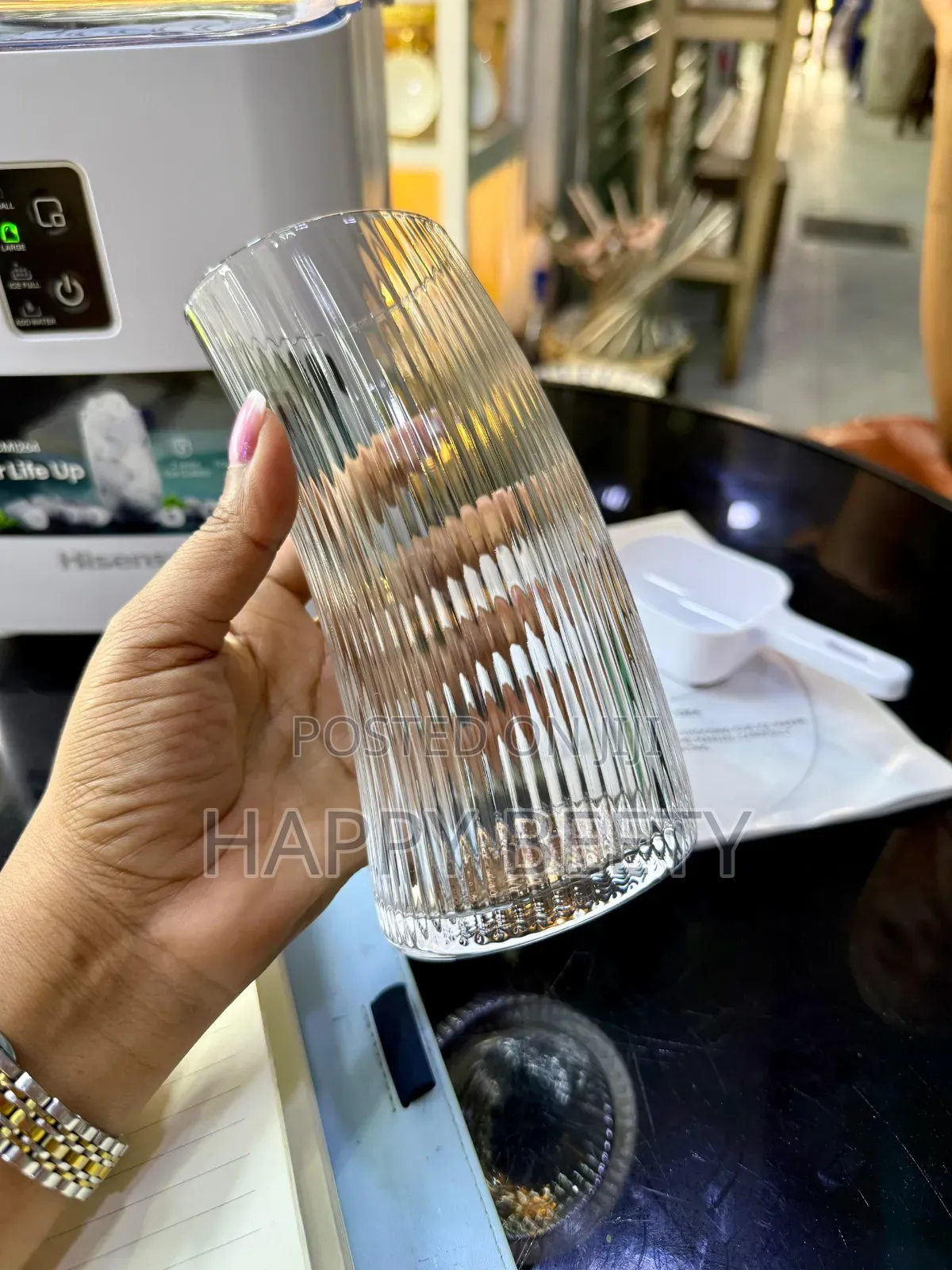 Crescent-Shaped Transparent Glassware