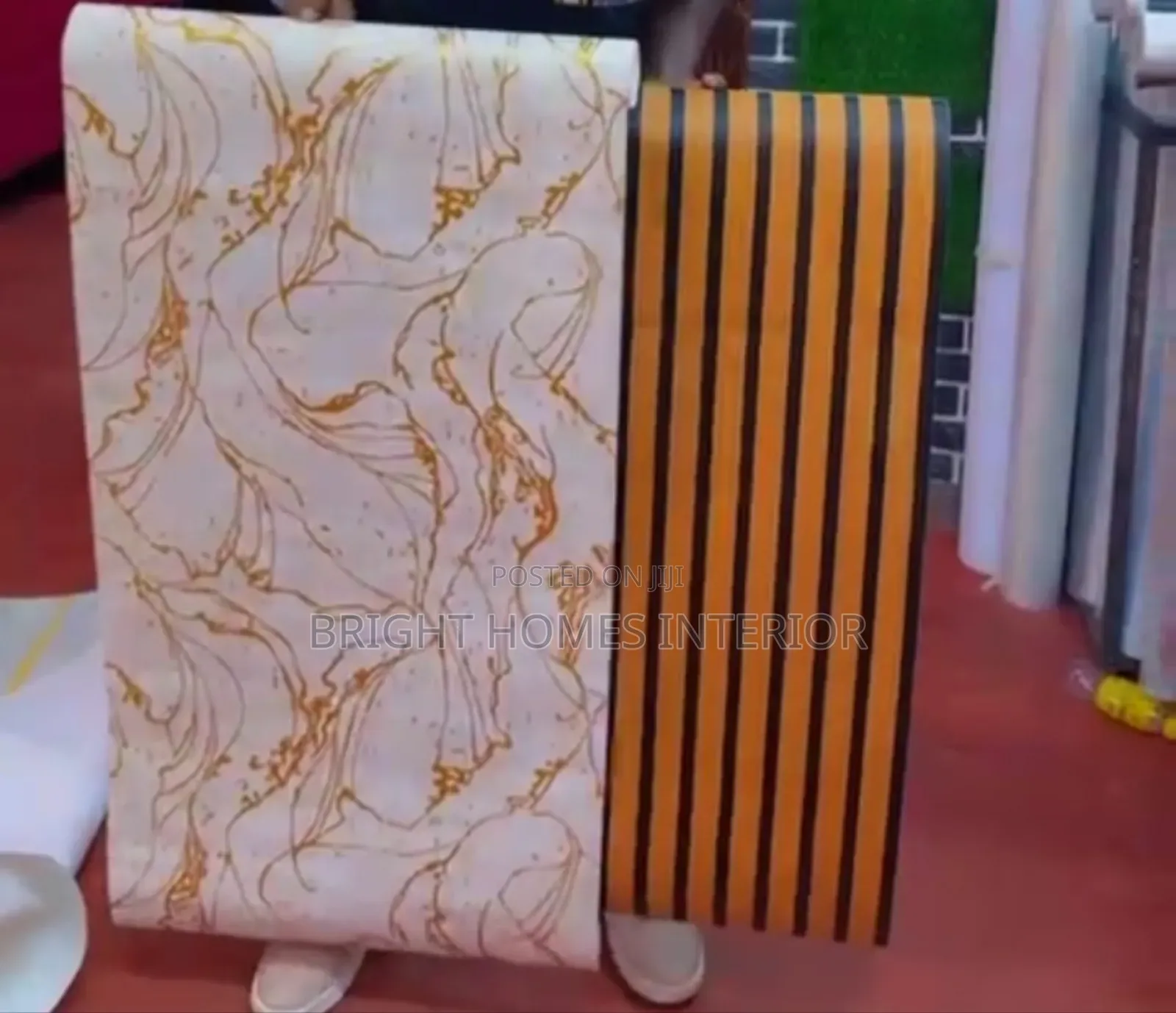 Marble Blended With Flutted Panel Wallpaper