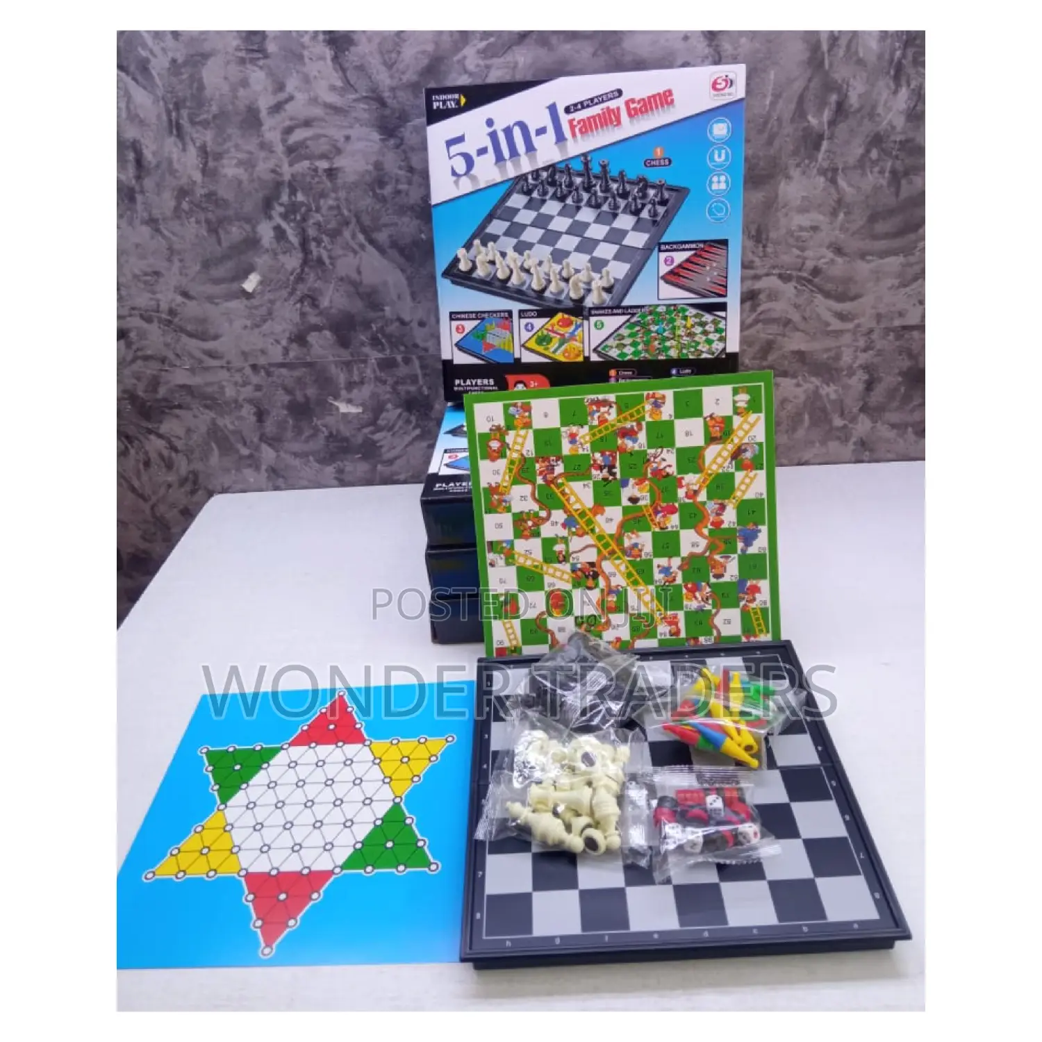 *5 in 1 Board Game*
Chess
, Backgammon 
,Chinese Checker