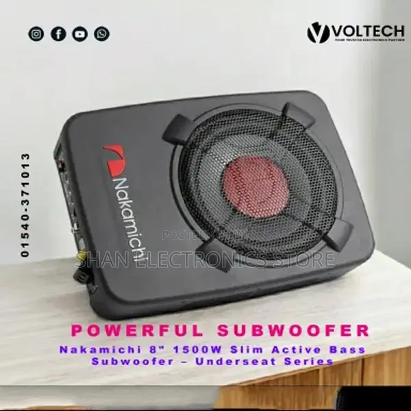 8-Inch Active Underseat Subwoofer 150w RMS 1500w Peak Power