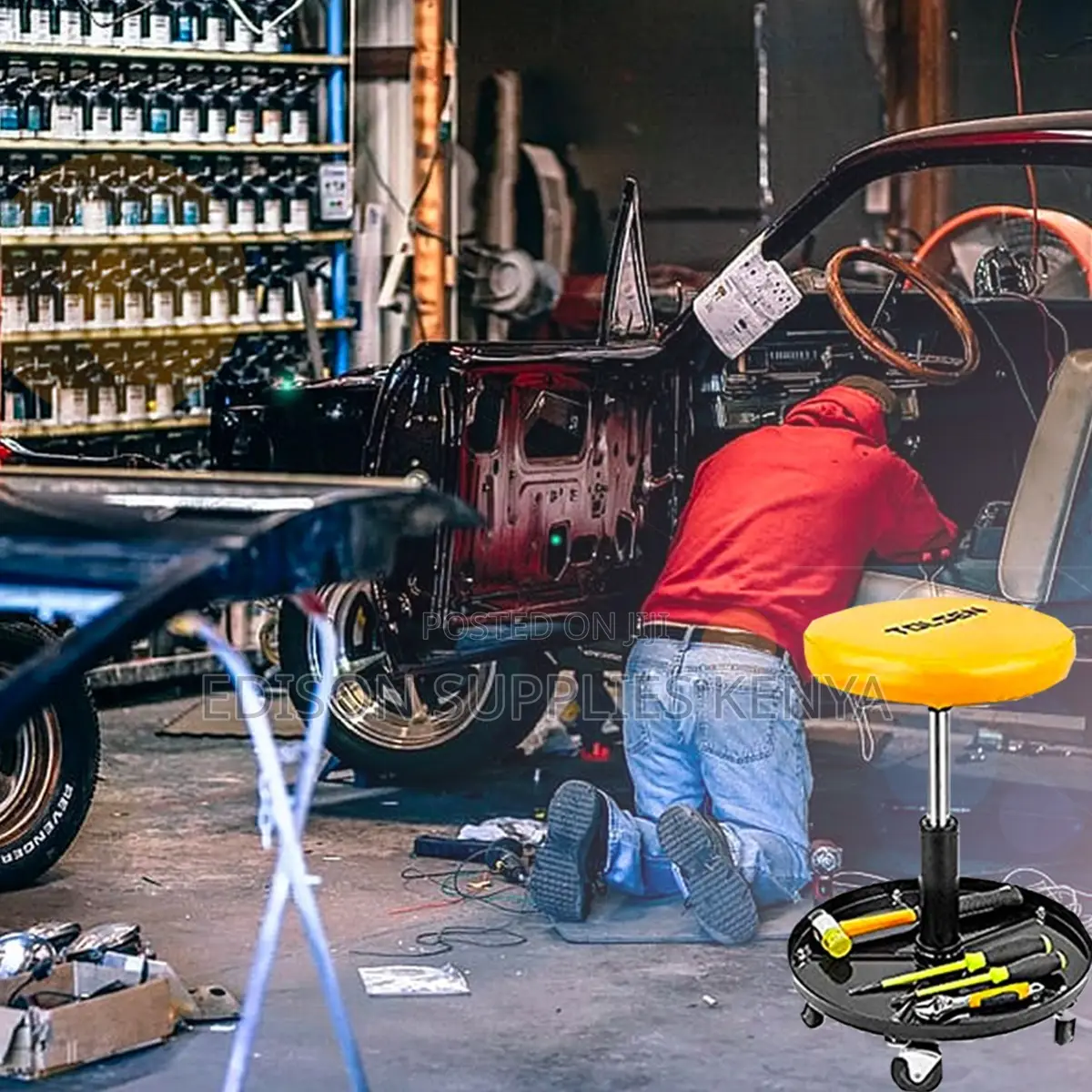 Swivel Roller Creeper Stool Tools Chair Tolsen Pneumatic Roller Seat