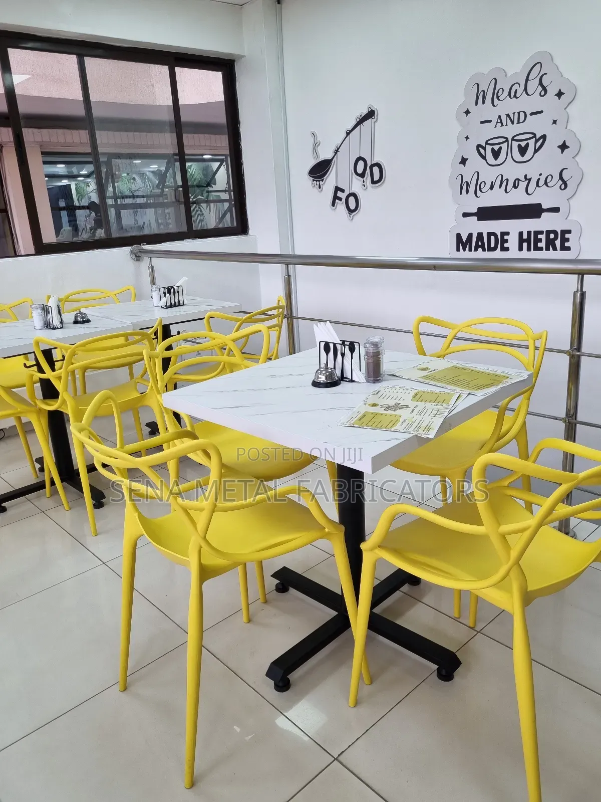 Restaurant Table With Black Powder-Coated Leg Stands