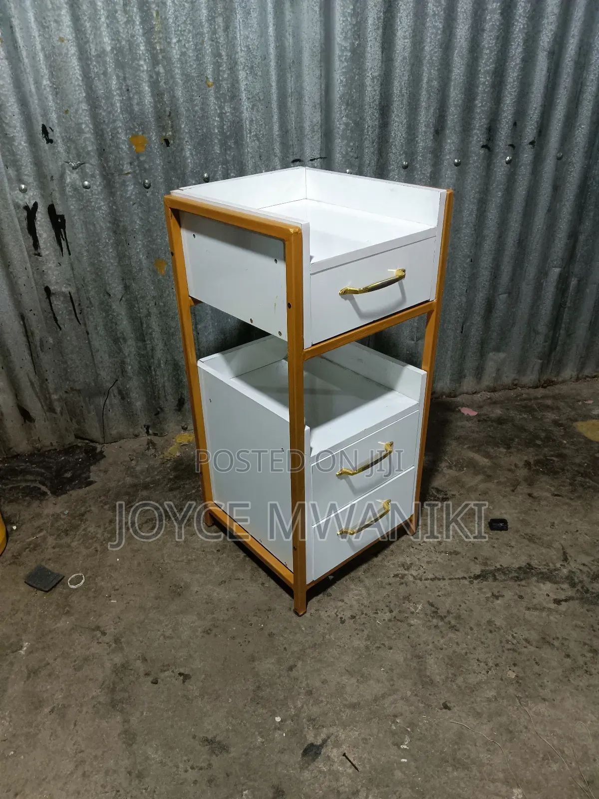 Salon Storage, White and Gold Frame Drawers 