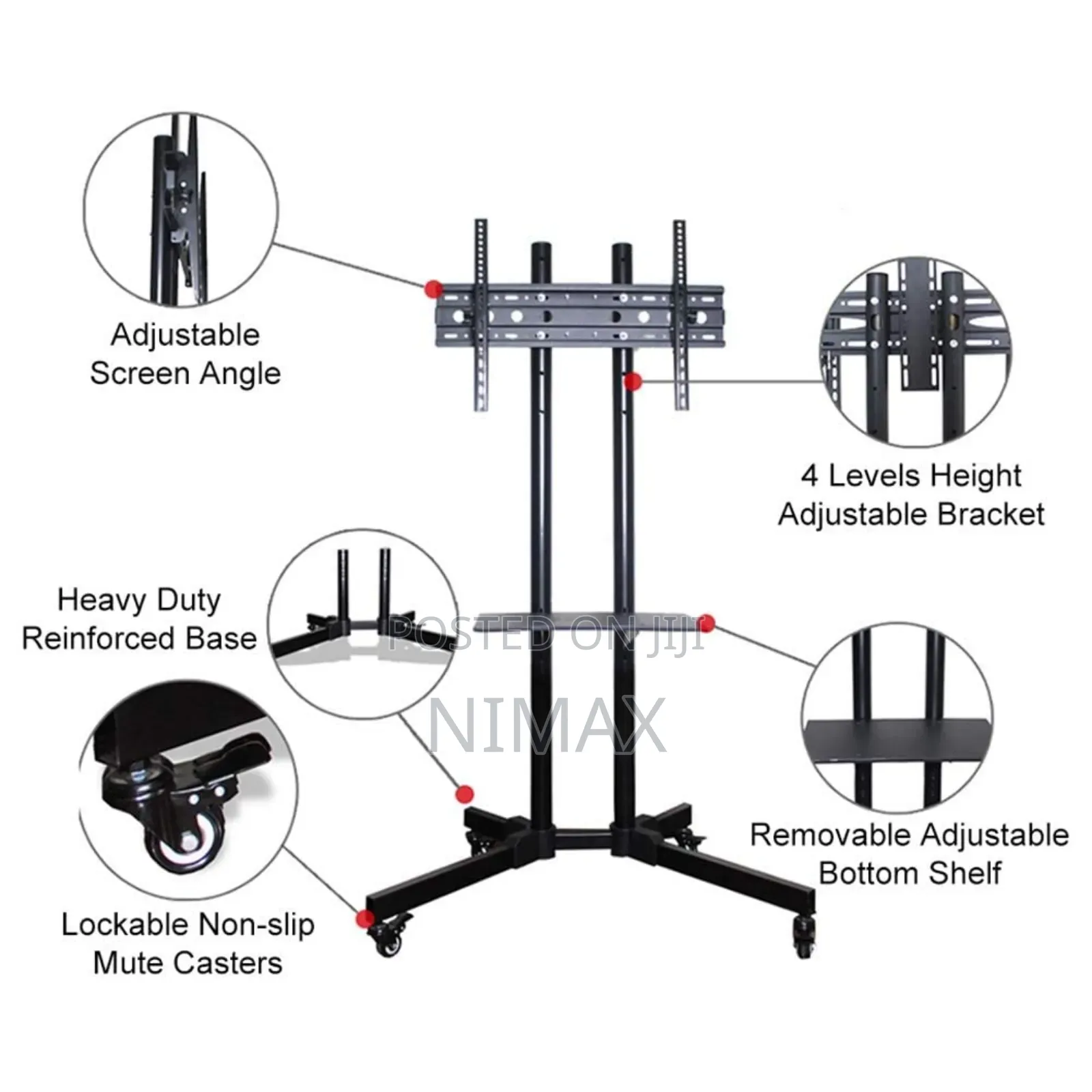 Mobile Tv Stand With Roller 32 -80 Inches