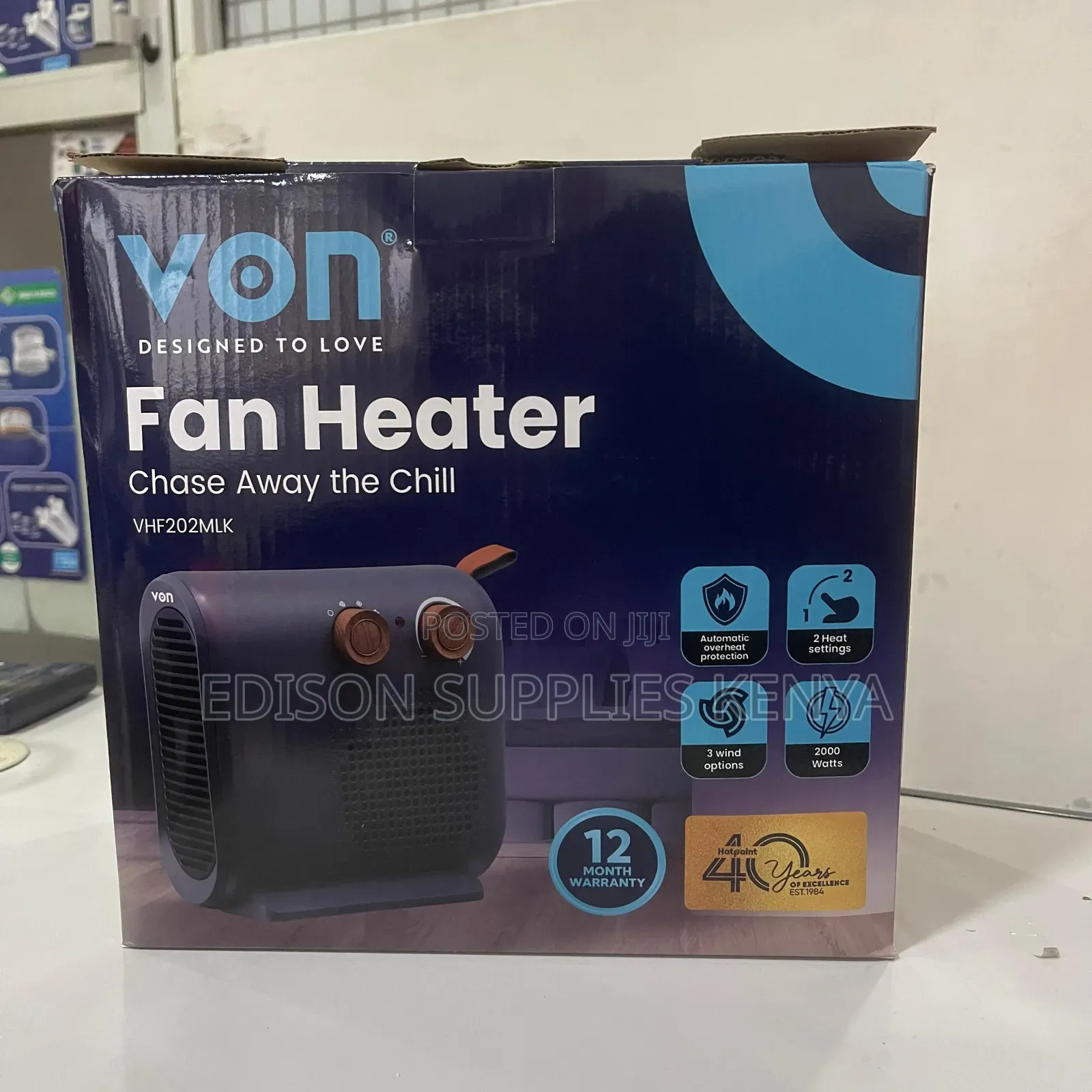 Fan Room Heater Von Hotpoint 2000w Heaters Cold/Warm Air