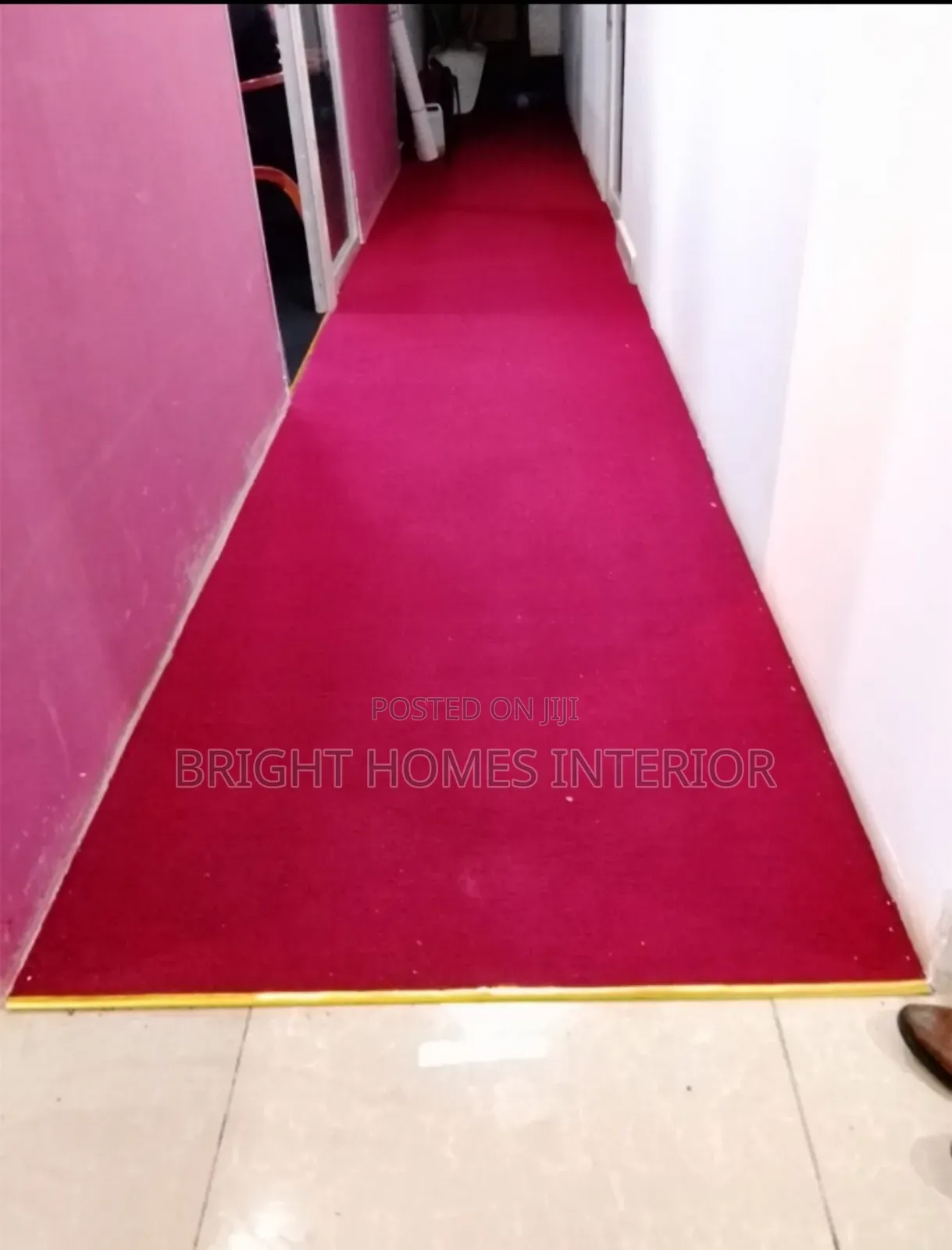 Maroon Carpet Installed in House Corridor Floor Carpet