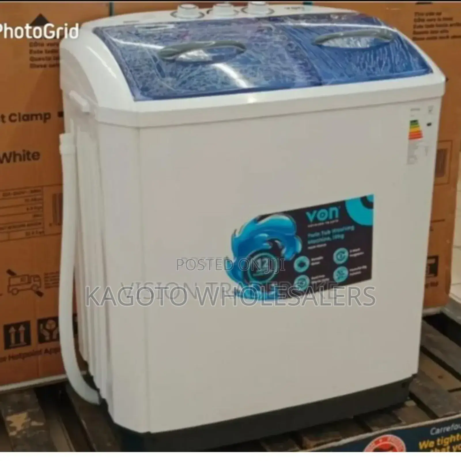 Capacity 8kgs. Brand Von. Top Load. Double Twin 8kgs