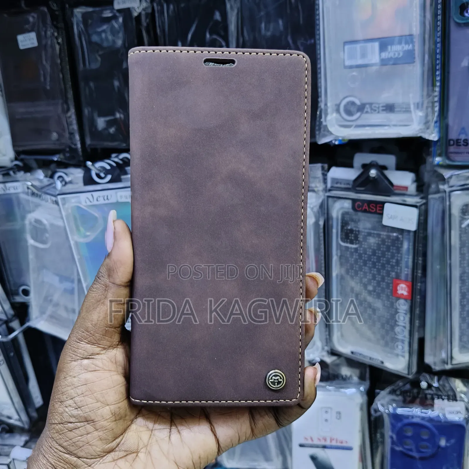 iPhone 16 Pro Max Caseme Leather Flip Cover ( Black, Brown