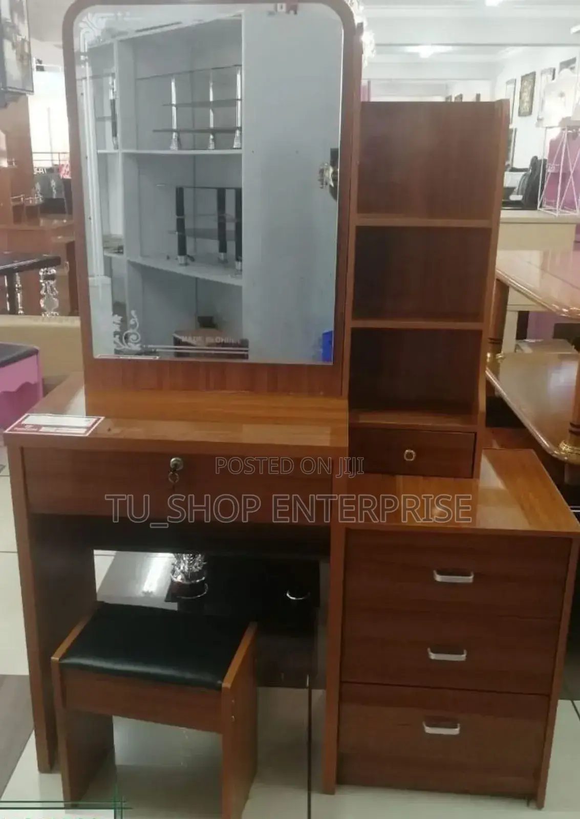 Brown Dressing Table With Sliding Mirror