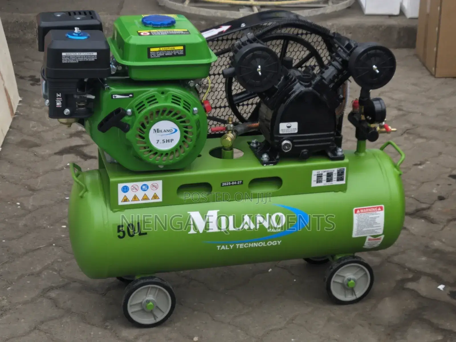 7.5hp Milano Double Piston Petrol Compressor – 50l