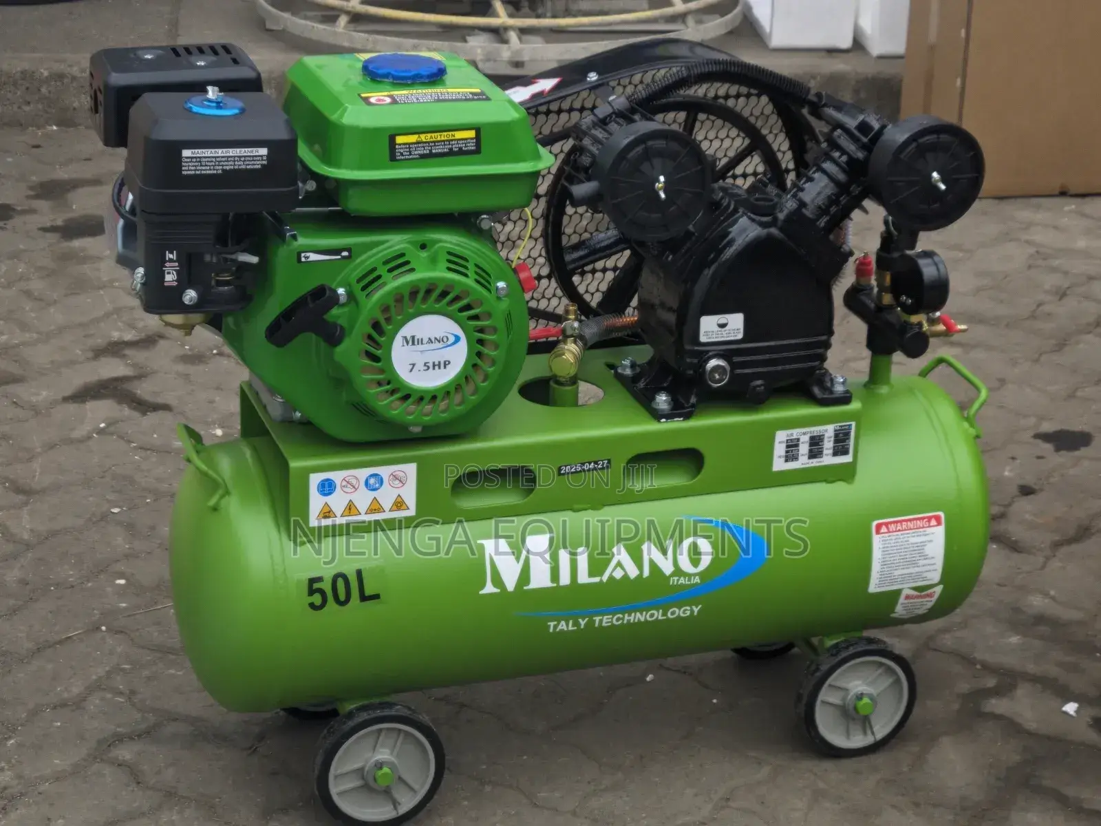 Engine-Driven 50l Air Compressor 7.5hp – Milano Brand