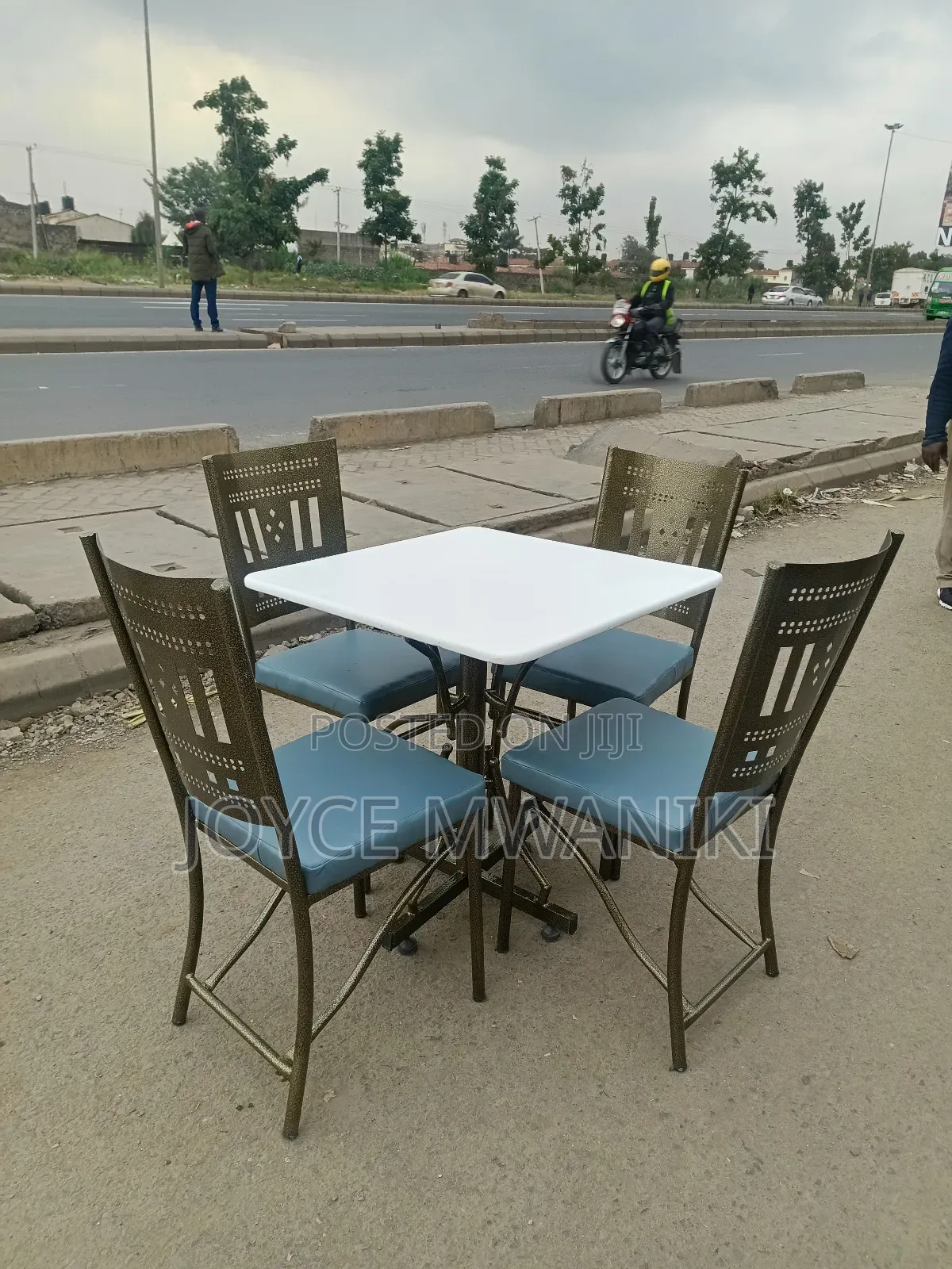 Restaurant Powder Coated Set, Grey Chairs 