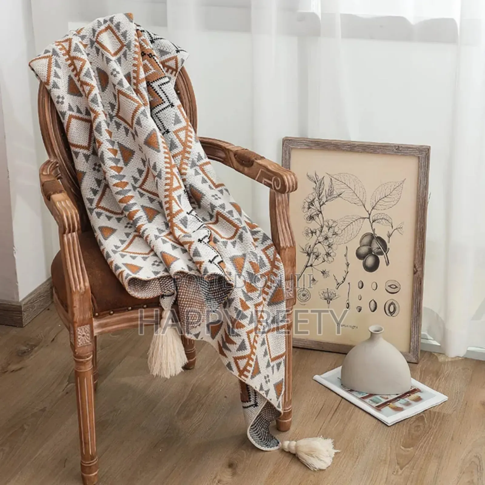 *Nordic Bohemian Knitted Throw Blankets With Tassels*