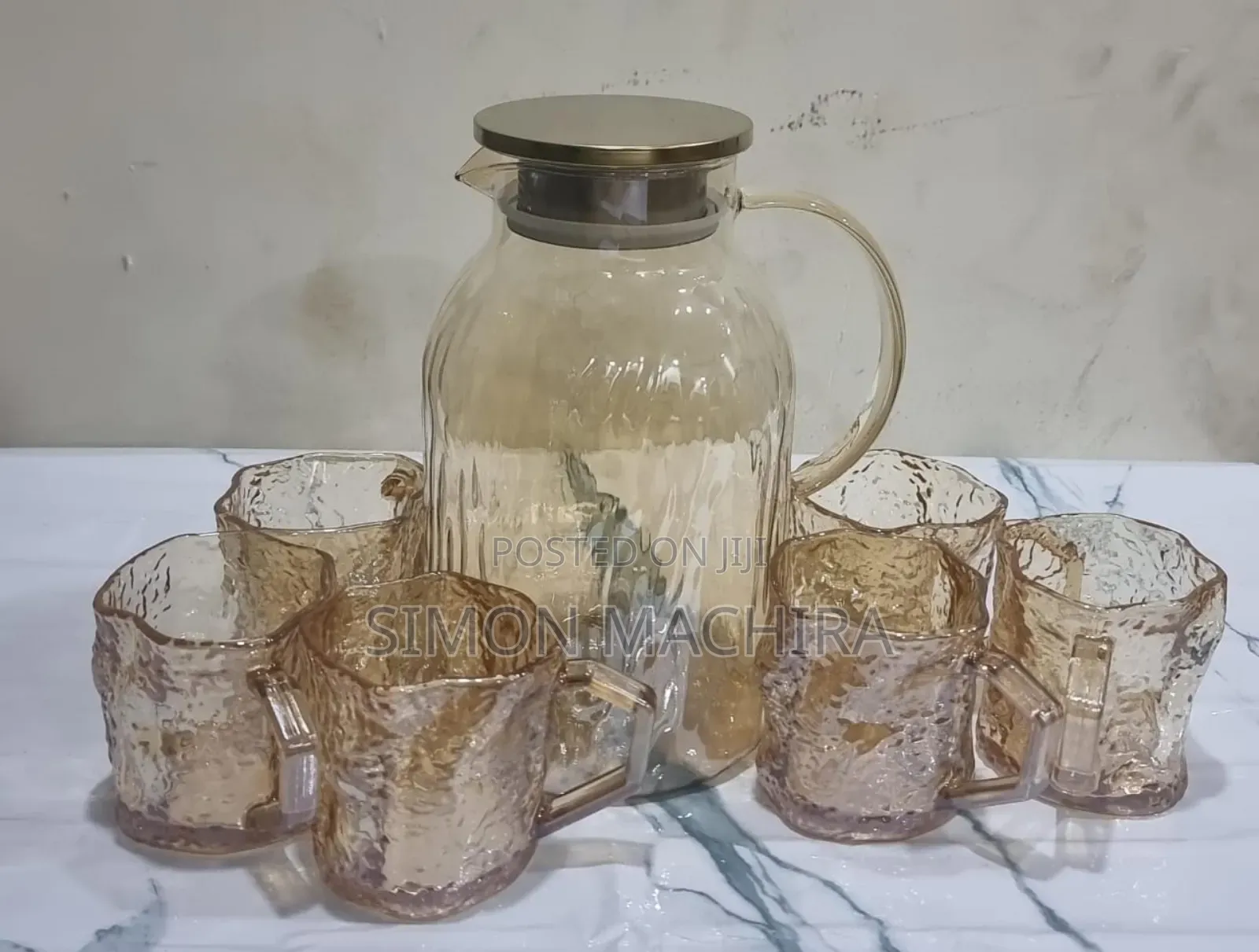 Golden 7pc Glass Water Set