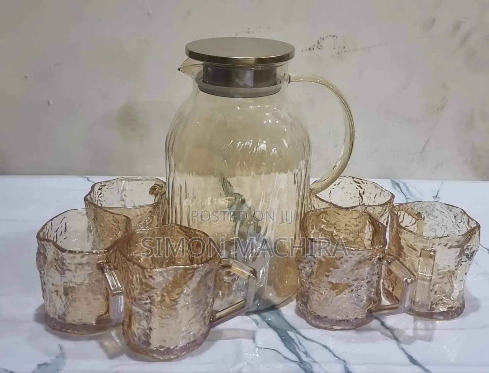 Golden 7pc Glass Water Set