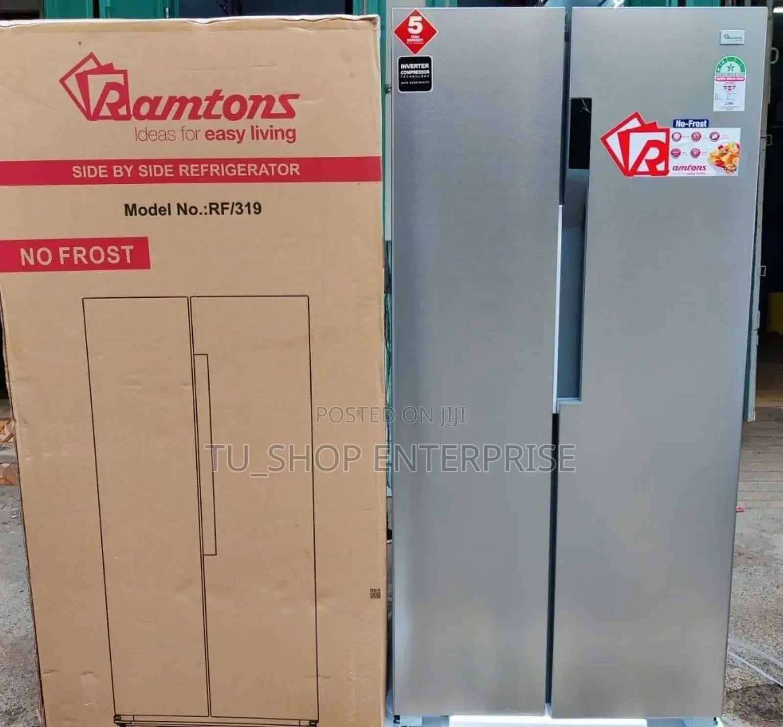 Ramtons Rf/319- 430 Liters Side by Side Led No Frost Fridg