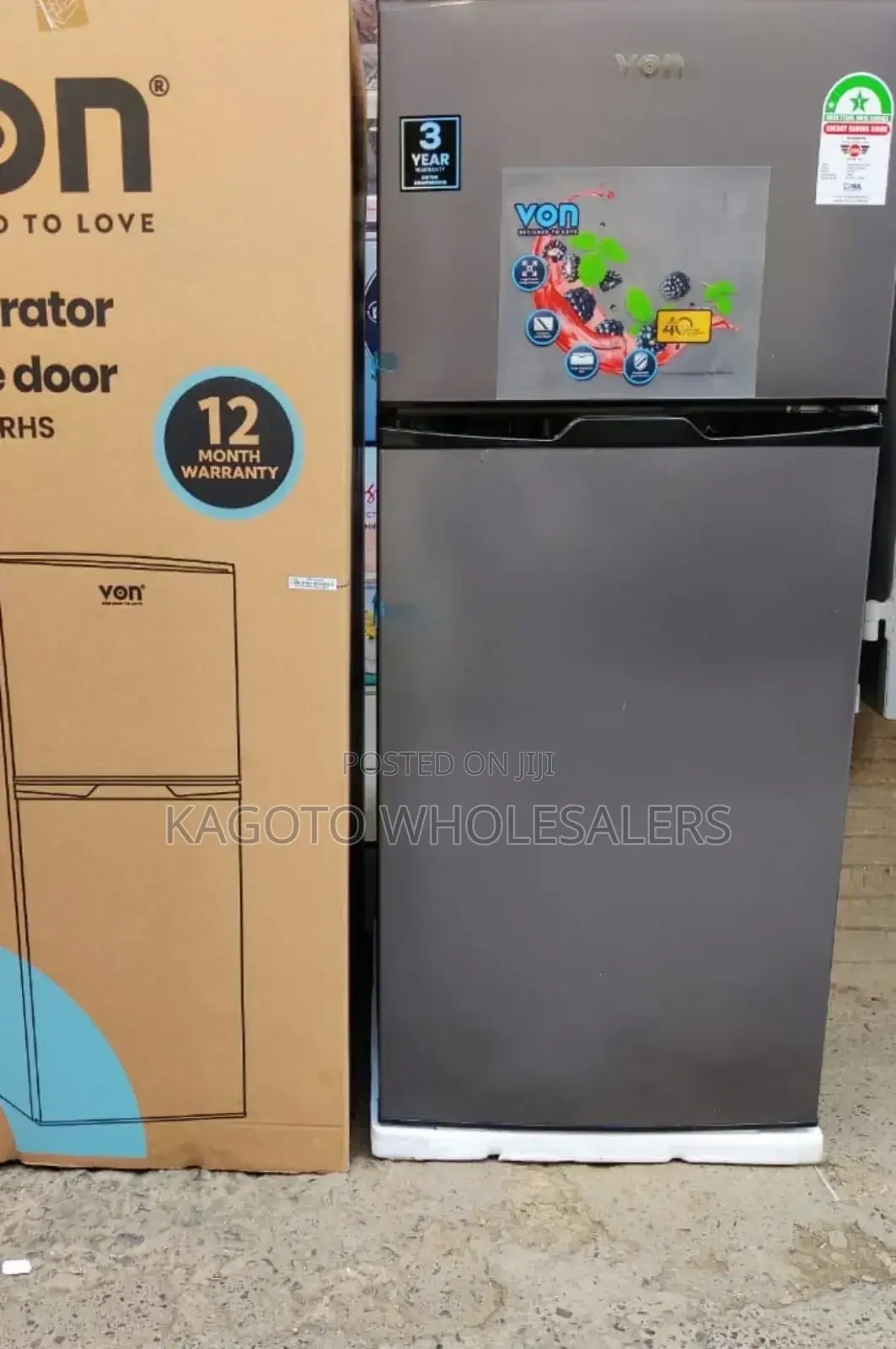 175litres Von 2 Door Fridge Direct Cool V175/Fr-Dd