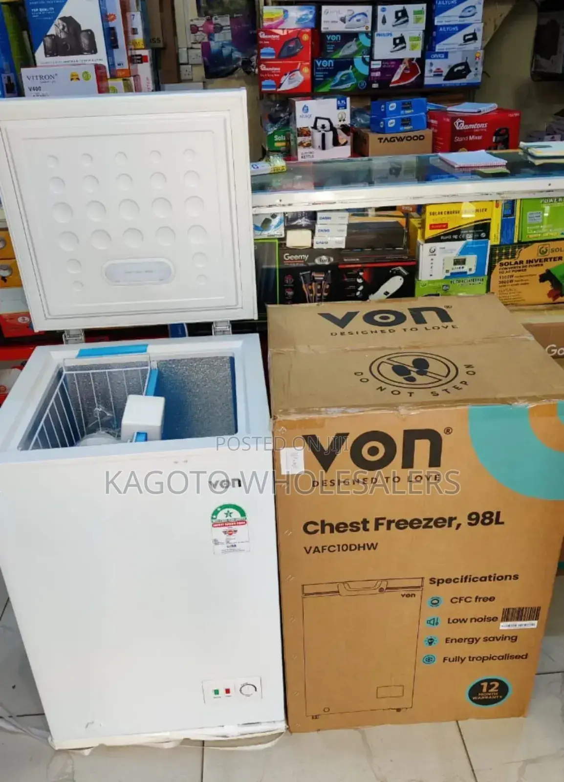 98l Von Chest Deep Freezer (White Color) V98/Fr-D