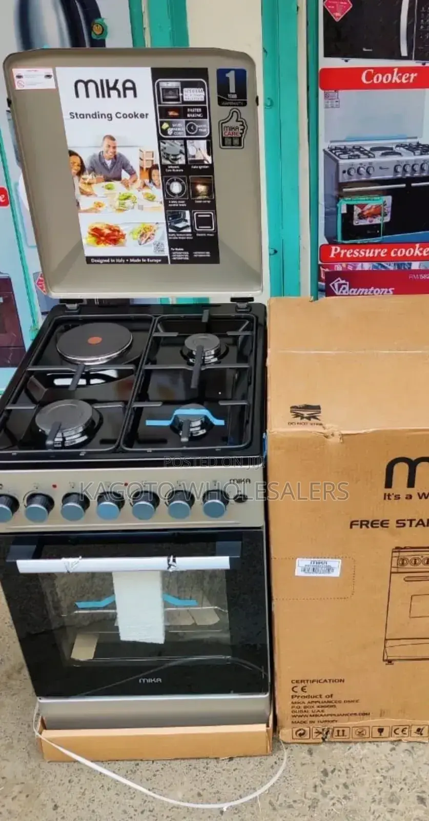 Mika Standing Cooker, 50cm X 60cm, 3+1 Black Hob Mst51esl