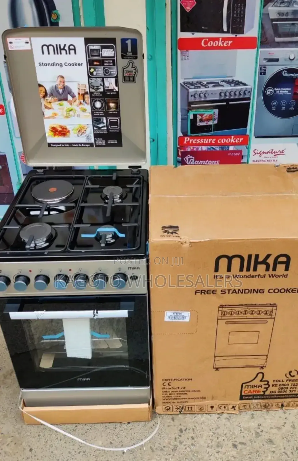 Mika Standing Cooker, 50cm X 60, 3+1 Black Hob Mst51esl
