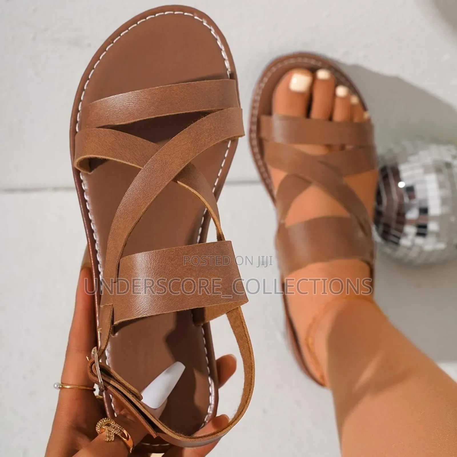 Flat Pure Leather Sandals for Ladies