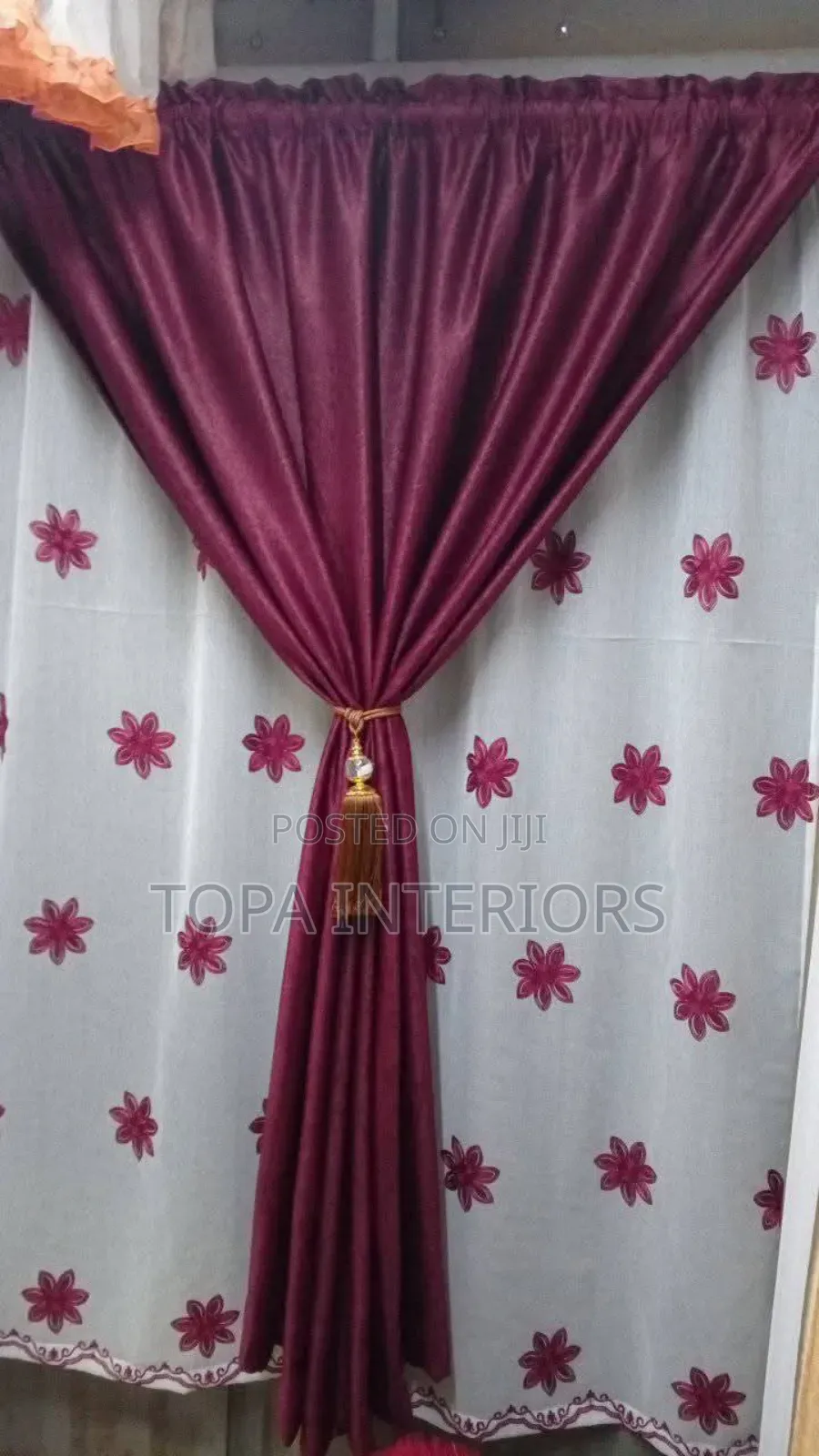 Maroon Plain Window Covering and Wall Curtains
