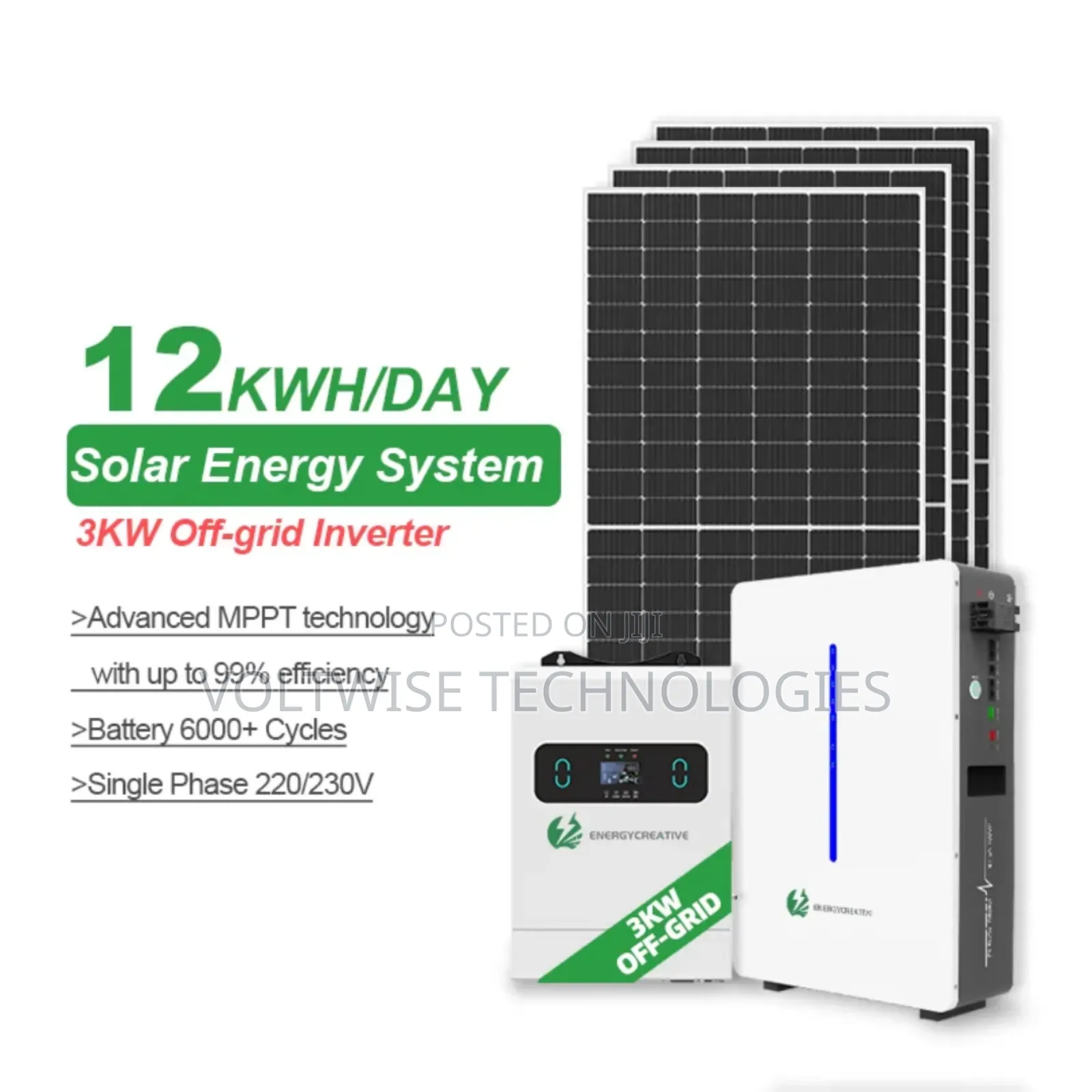 Hybrid Solar Energy System 12kwh/3kw 240v