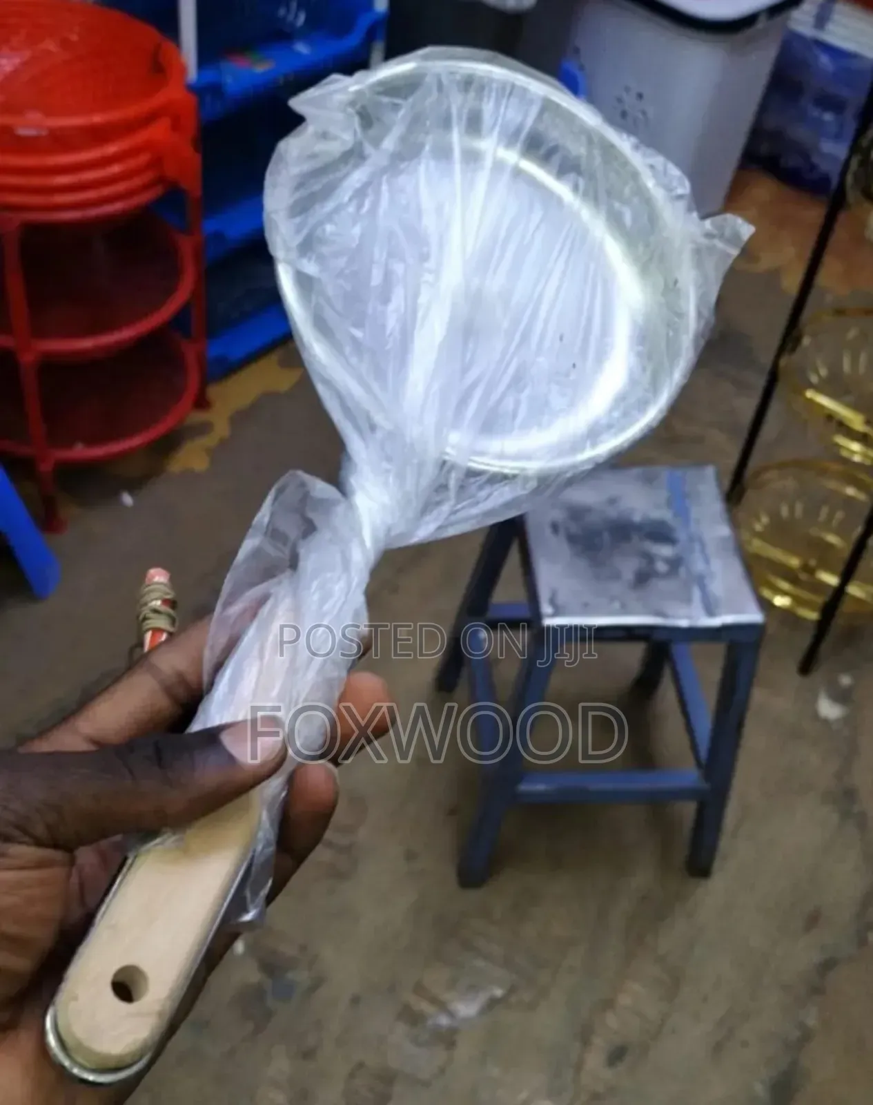 Wood Handle Steel Oil Grid Strainer 18cm